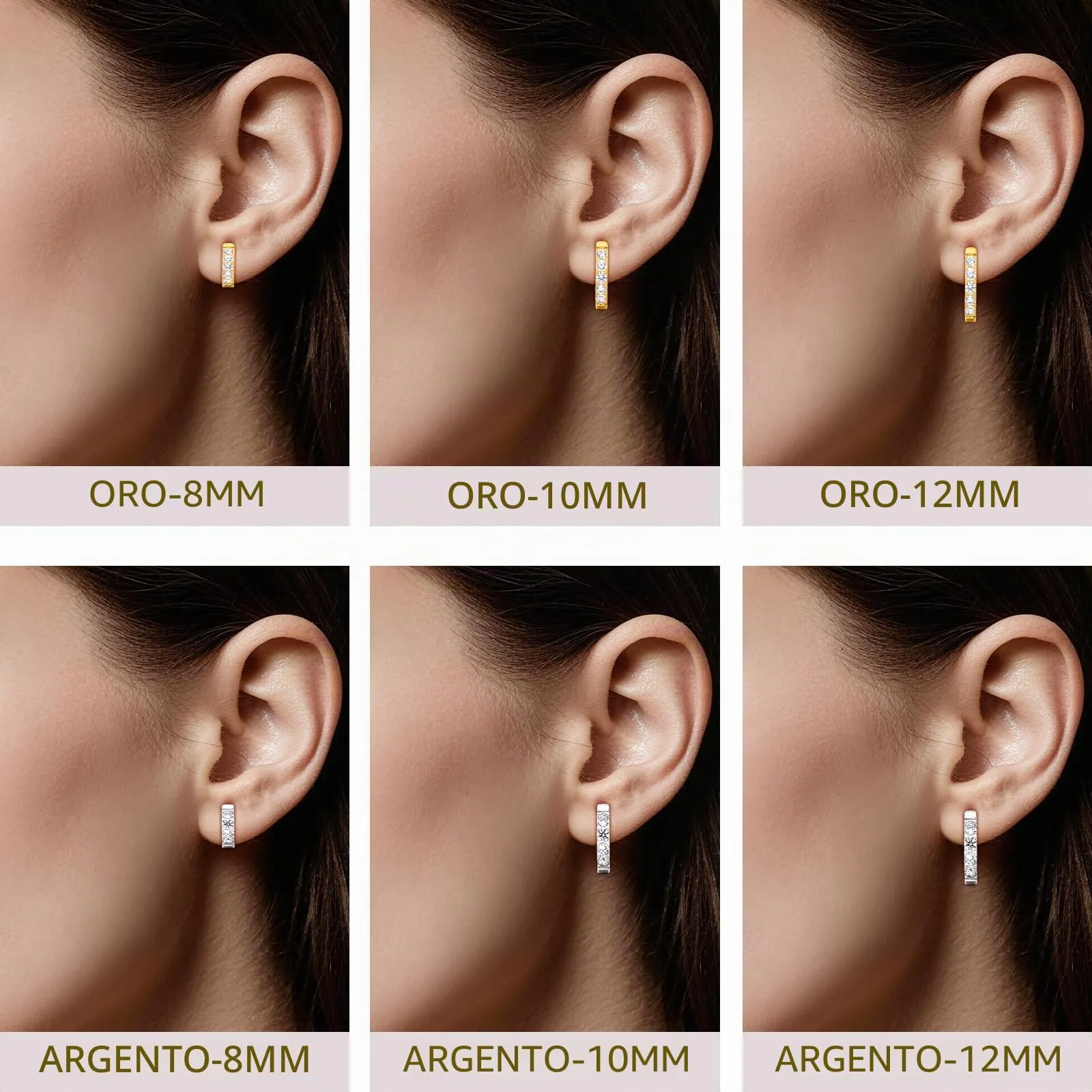 limerencia G23 Orecchini a Cerchio Anallergici per Orecchie Sensibili,Huggie Hoop Orecchini in Titanio 8 mm/10 mm/12 mm,Orecchini Argento Diamante per Donna Uomo Bambina(oro 10mm) - immagine 6