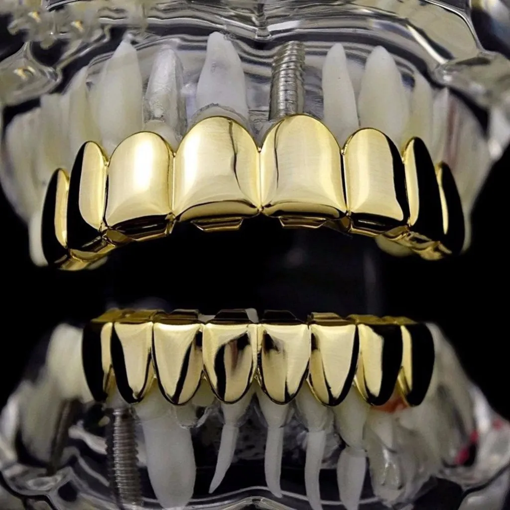 Wdfnexalai 18K en placcato Griglie 8 denti Grill Set Halloween Vampire Props, as described, Plastica, come descrizione - immagine 4