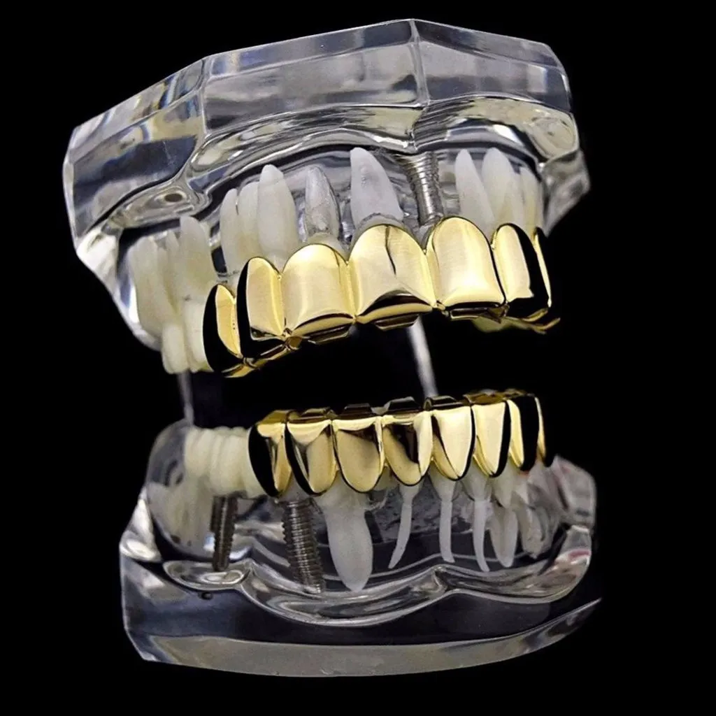 Wdfnexalai 18K en placcato Griglie 8 denti Grill Set Halloween Vampire Props, as described, Plastica, come descrizione - immagine 5