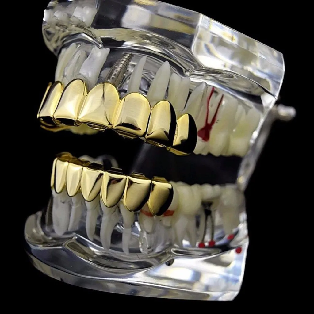 Wdfnexalai 18K en placcato Griglie 8 denti Grill Set Halloween Vampire Props, as described, Plastica, come descrizione - immagine 6