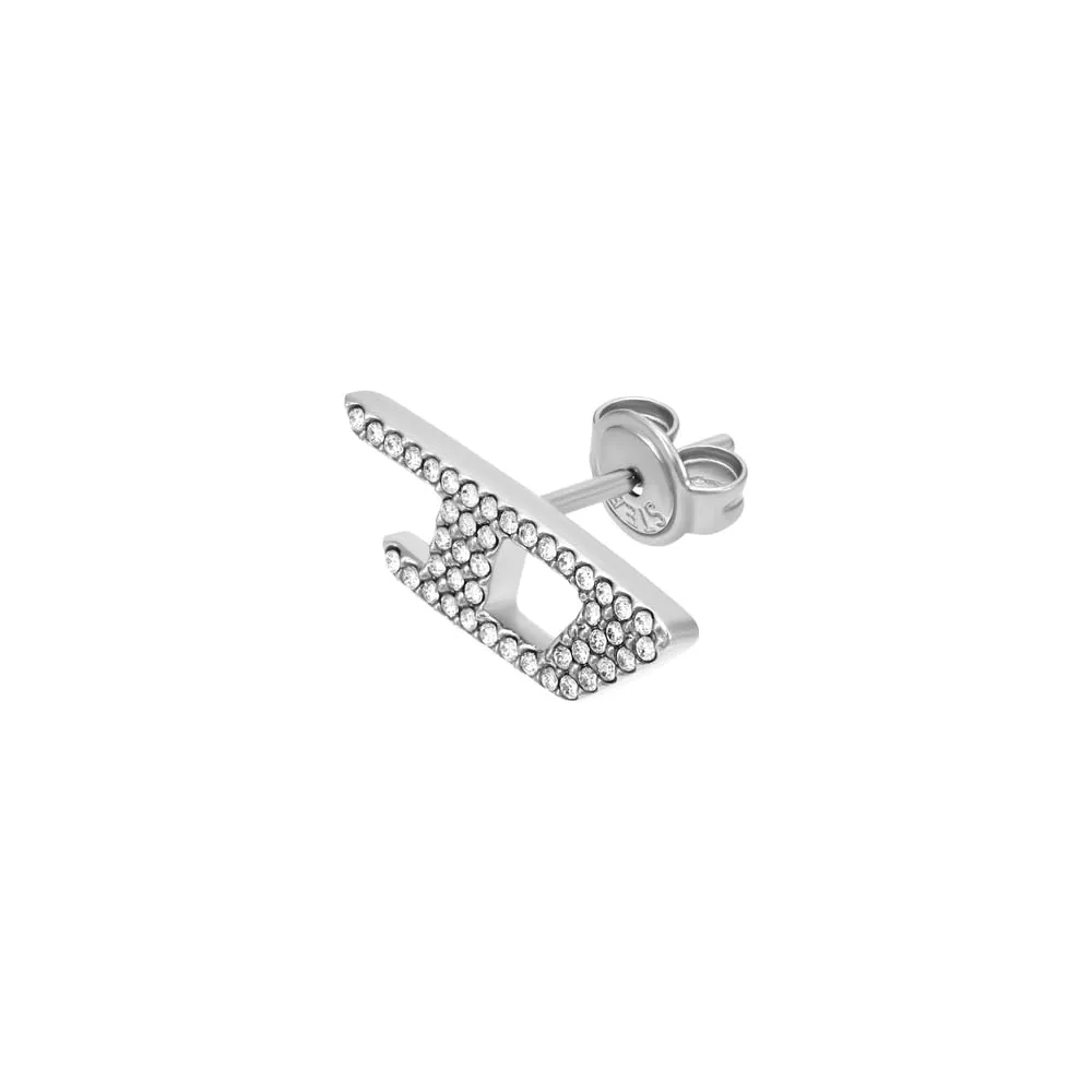 Diesel D Logo DX1630040 - Orecchini da uomo in acciaio inox color argento - immagine 3