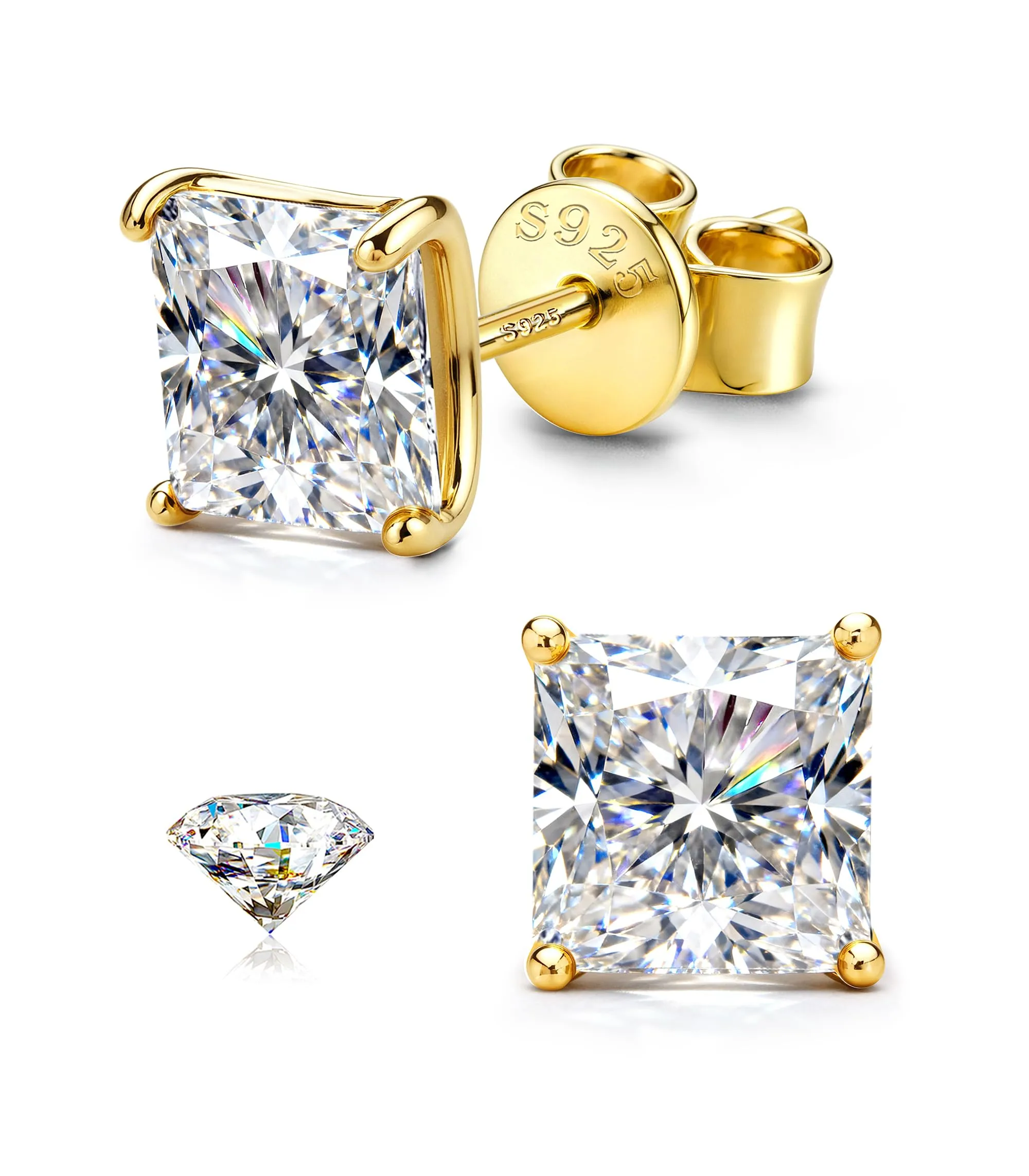 Orecchini da uomo SLLAISS con pietre Moissanite, anallergici - immagine 1