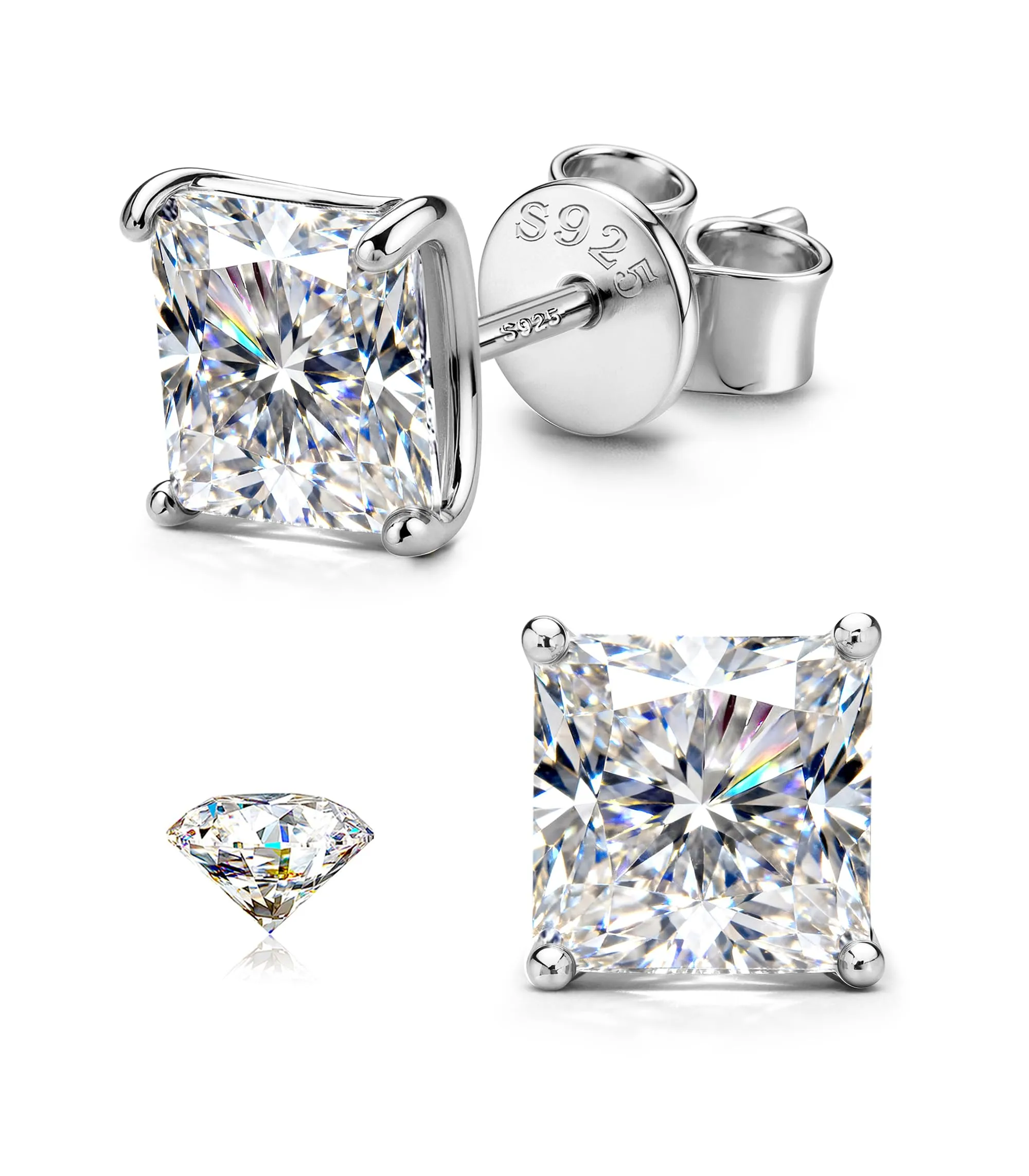 Orecchini da uomo SLLAISS con pietre Moissanite, anallergici - immagine 1