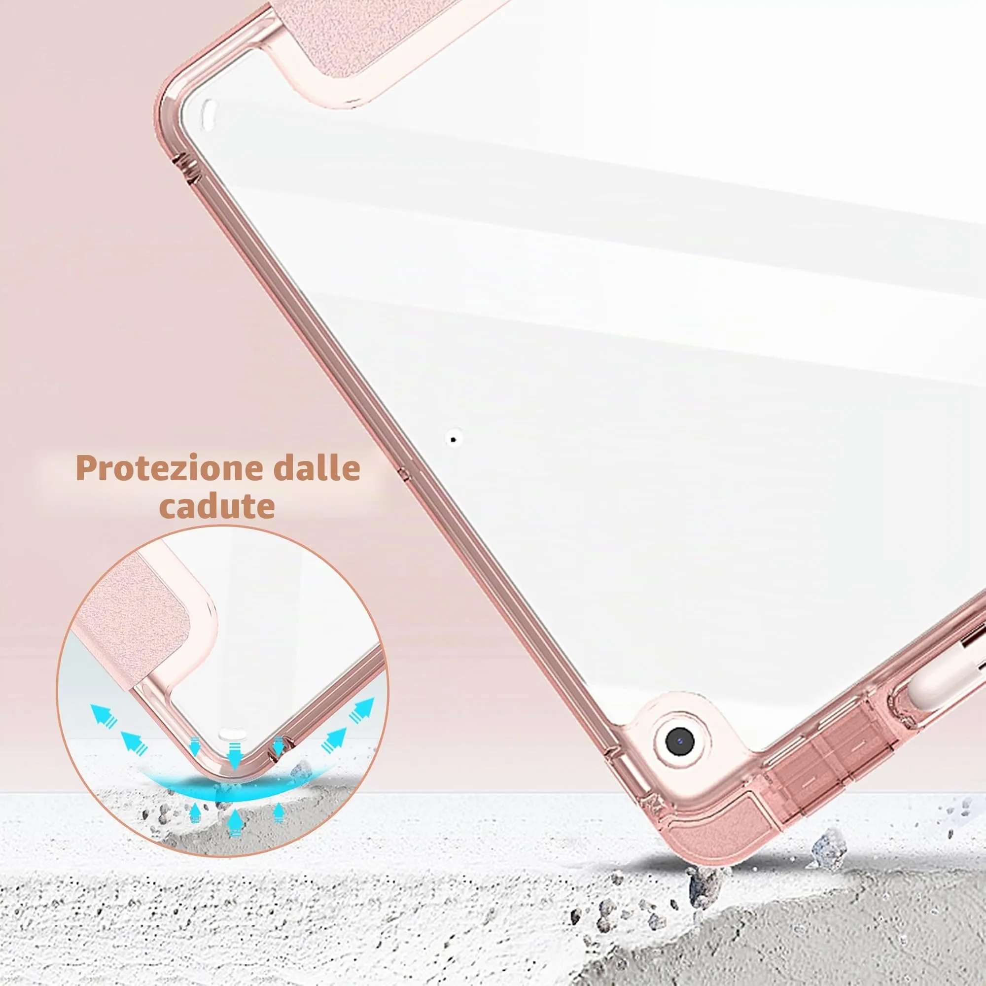 EasyAcc Custodia Cover Compatibile con iPad 9a Generazione 2021/iPad 8a Gen 2020/iPad 7a Gen 2019, Cover con Funzione Auto Wake Up/Sleep,con Pencil Holder,Oro Rosa - immagine 7