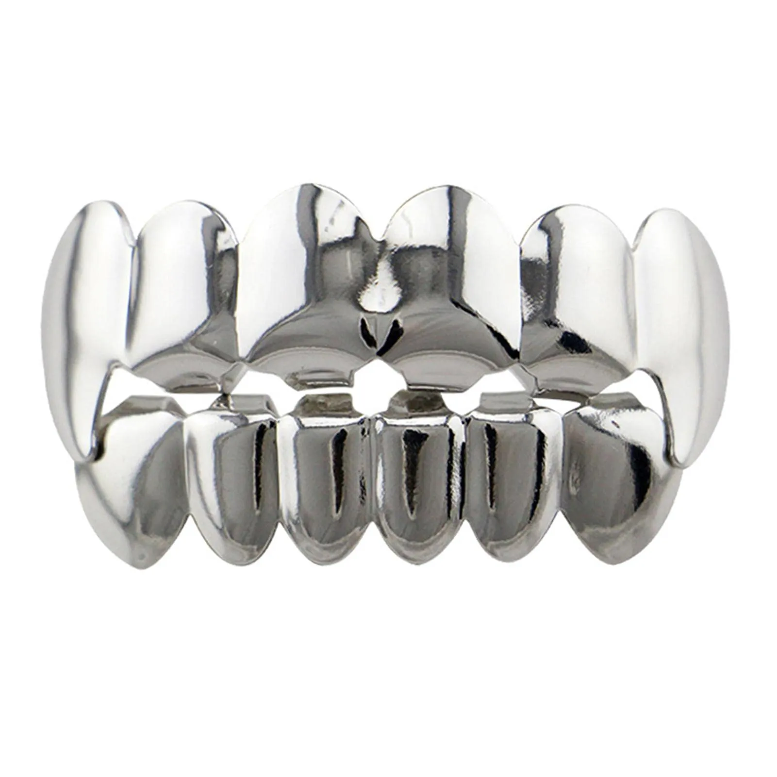 Braces con denti a bocca placcata oro - 18 K placcati in oro personalizzato, Hip Hop brillante, 6 teeth top e 6 griglie inferiori dei denti, per costume da rapper per uomo e donna Adawd - immagine 1