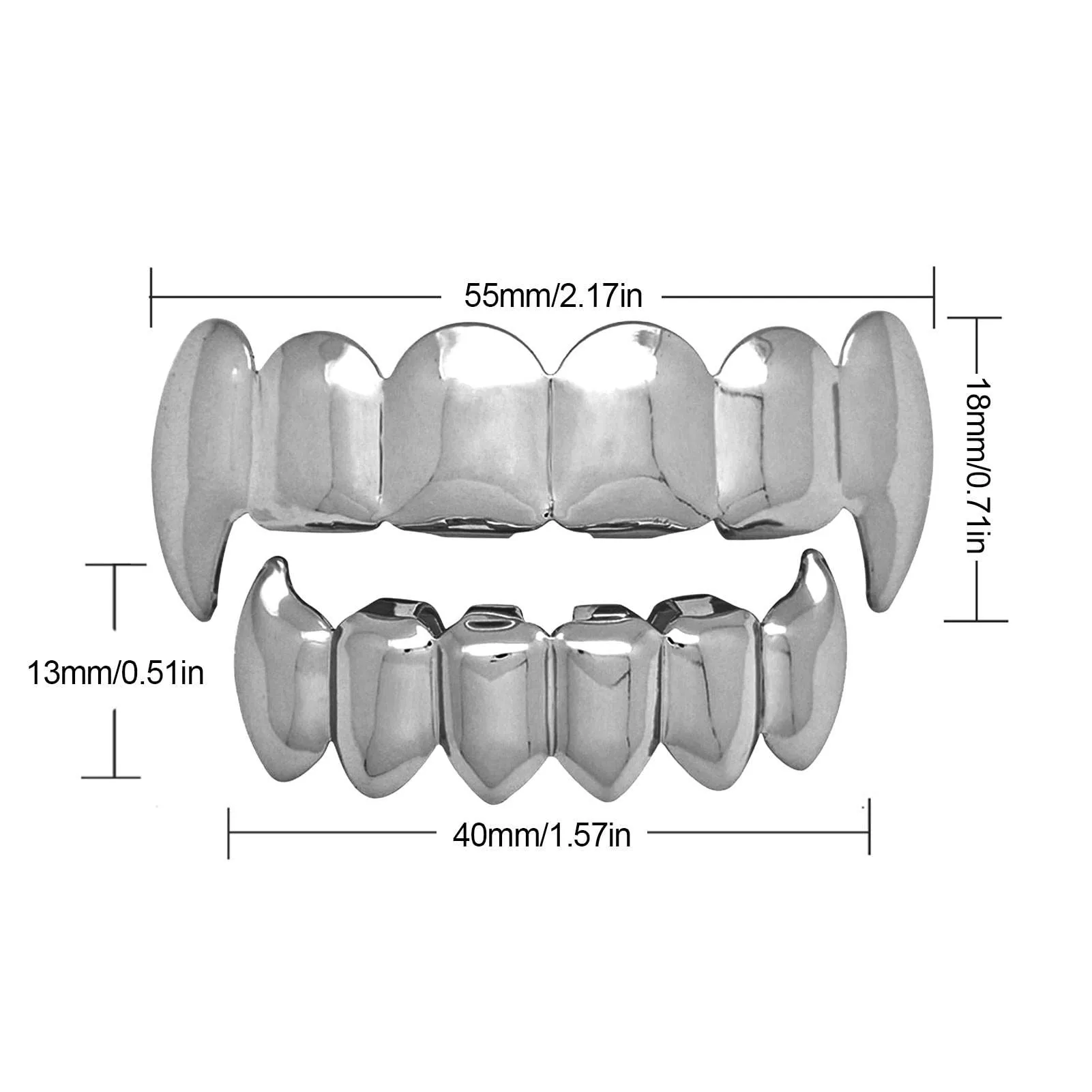 Braces con denti a bocca placcata oro - 18 K placcati in oro personalizzato, Hip Hop brillante, 6 teeth top e 6 griglie inferiori dei denti, per costume da rapper per uomo e donna Adawd - immagine 4