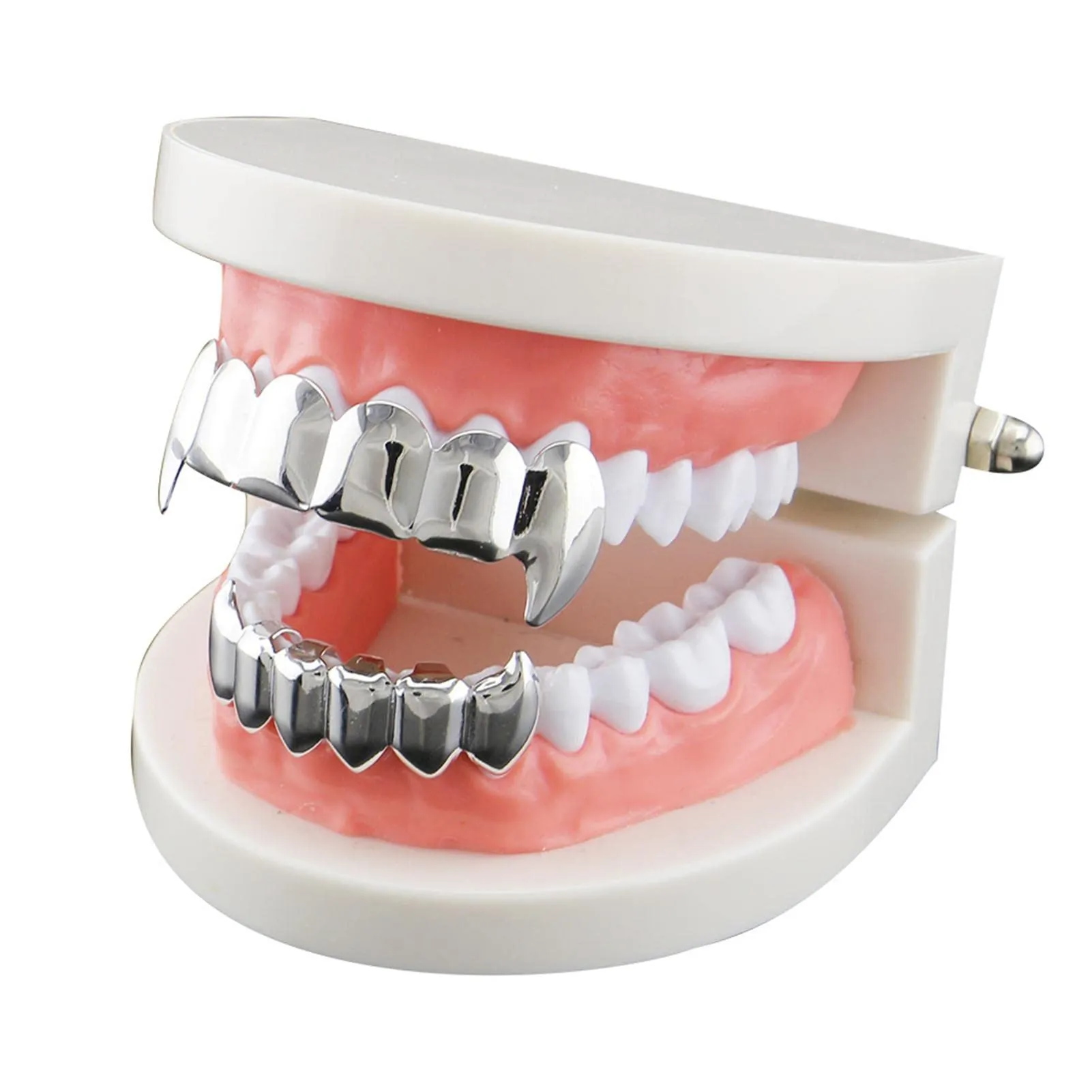 Braces con denti a bocca placcata oro - 18 K placcati in oro personalizzato, Hip Hop brillante, 6 teeth top e 6 griglie inferiori dei denti, per costume da rapper per uomo e donna Adawd - immagine 6