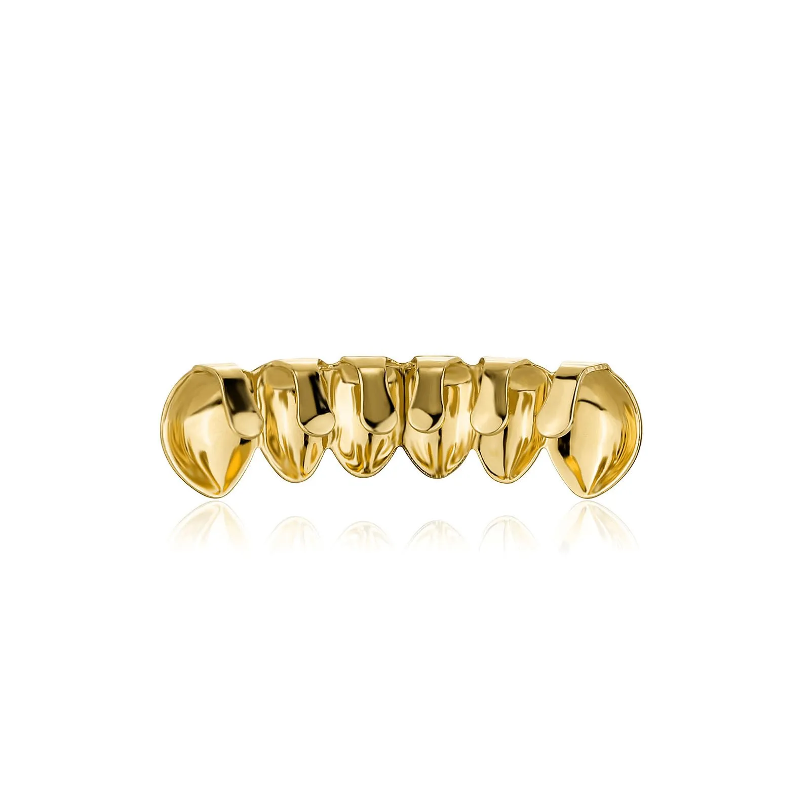 OYOGAA Grillz for Your Teeth, Grillz placcato oro 18 K, per uomo, hip hop, 6 denti, con barre di stampaggio extra, Medio, Ottone, Non pietra preziosa - immagine 3
