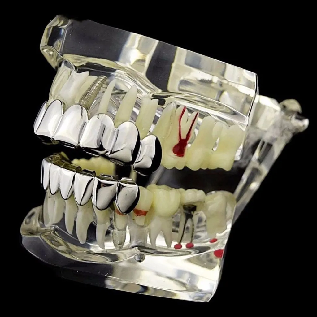 Wdfnexalai 18K en placcato Griglie 8 denti Grill Set Halloween Vampire Props, as described, Plastica, come descrizione - immagine 7
