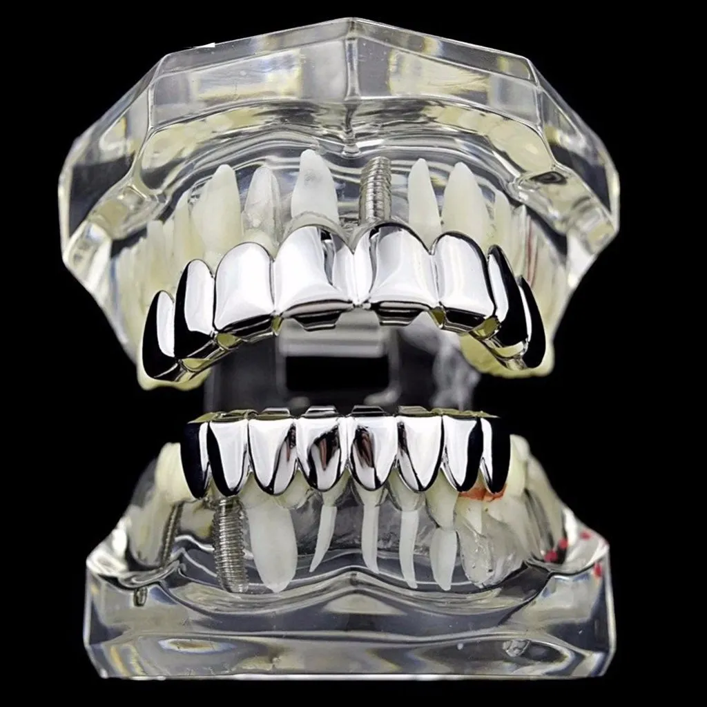 Wdfnexalai 18K en placcato Griglie 8 denti Grill Set Halloween Vampire Props, as described, Plastica, come descrizione - immagine 8