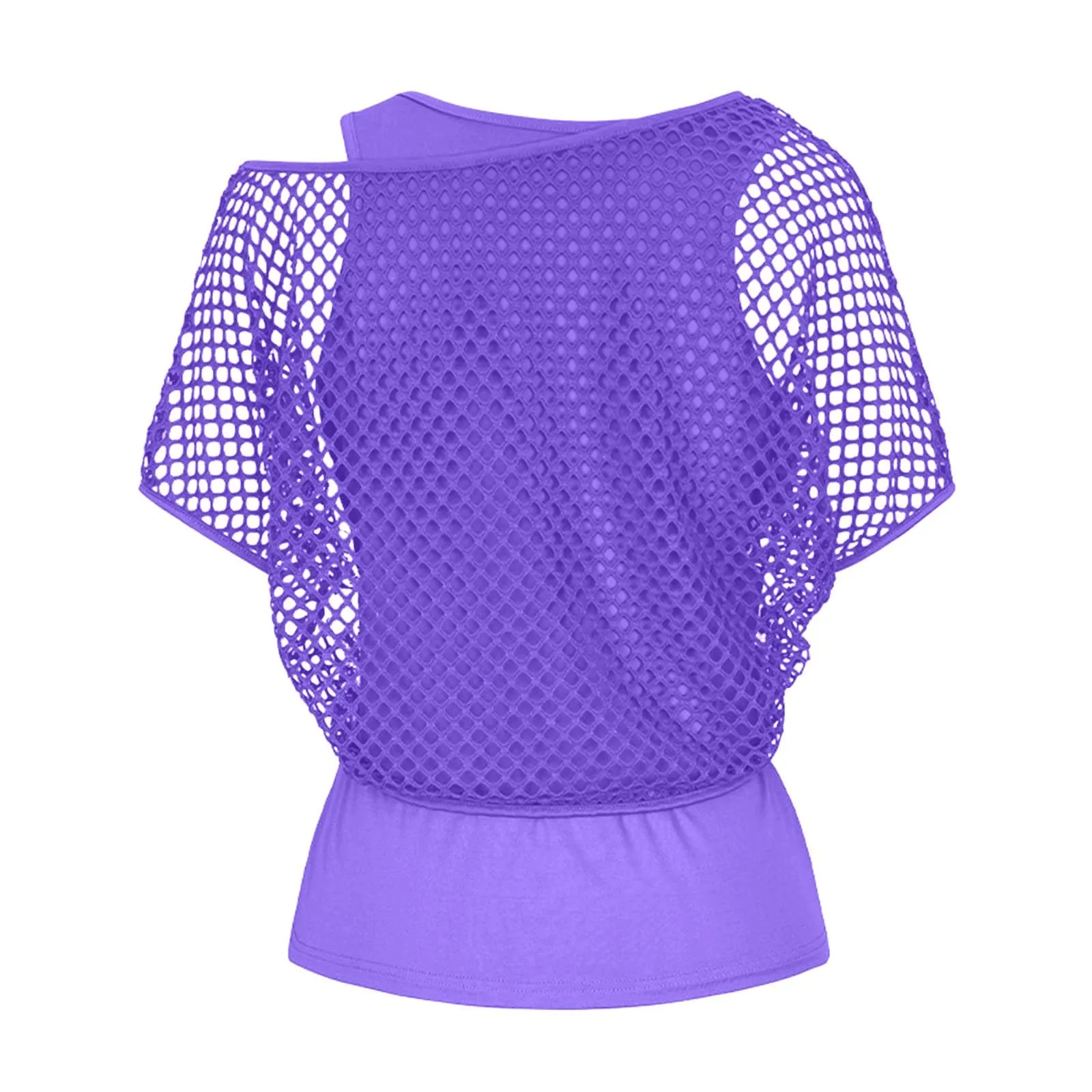 Vhersily Top Da Donna, A Maniche Corte Girocollo Camicie Per Feste E Balli Scolastici Camicette Senza Spalline Rete Da Pesca Plus Gilet Maglietta Vestibilità Ampia Per Abbigliamento, Traspirante - immagine 6