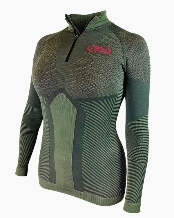 BITRABI Intimo Tecnico e Termico seconda Pelle Winter Ursus Lady, Maglia Tecnica Sportiva da Donna, Manica Lunga o Corta, Verde Militare, Design a Compressione (Manica Lunga, L/XL) - immagine 1