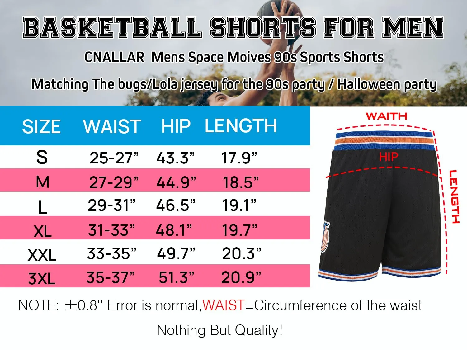 CNALLAR Men's Basketball Shorts Space Movie Basketball Shorts White/Black (Black, Medium) - immagine 6