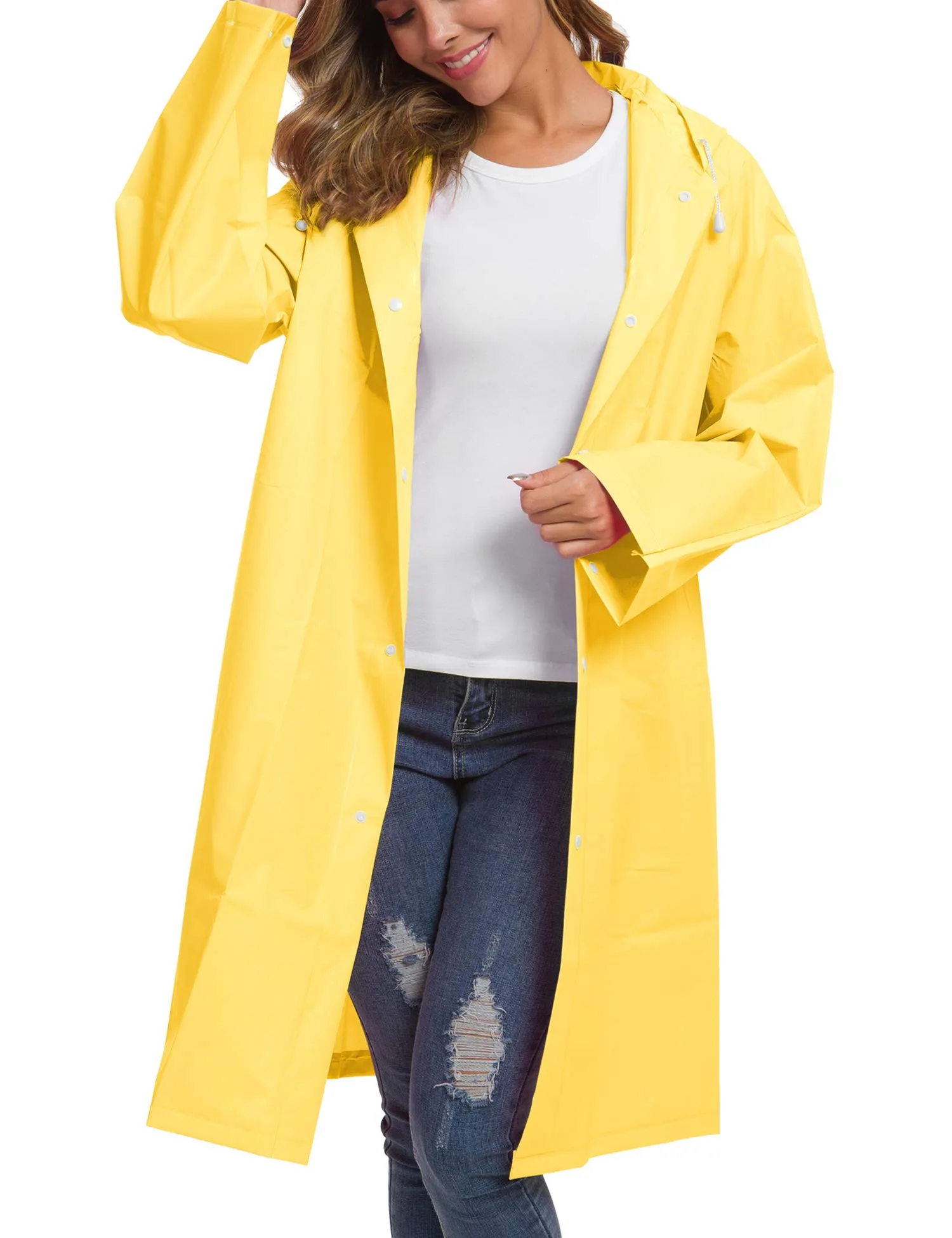 Besshopie, poncho impermeabile in etilene vinil acetato, riutilizzabile, unisex, lungo e trasparente, Donna, N9000 Iii, Medium - immagine 1