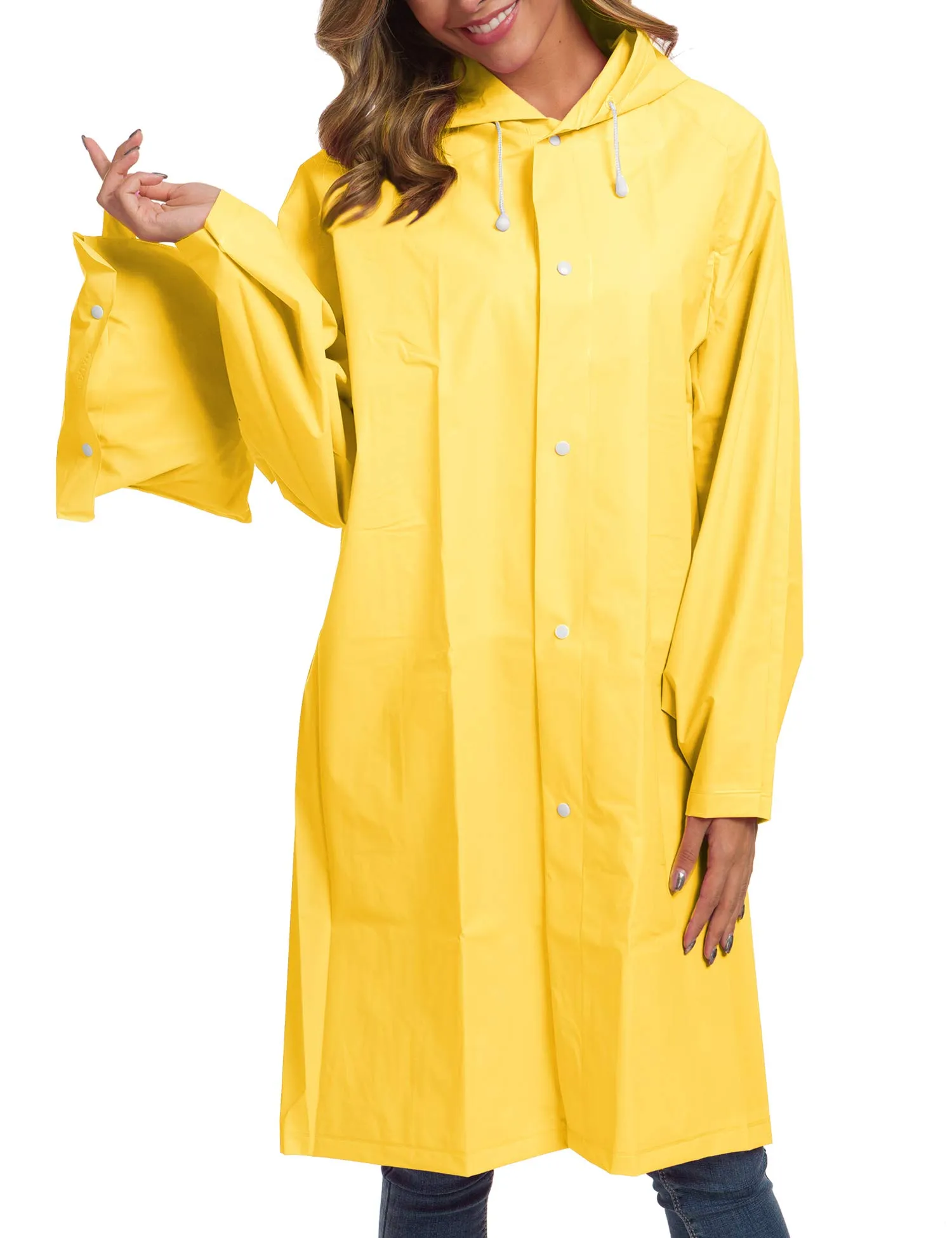 Besshopie, poncho impermeabile in etilene vinil acetato, riutilizzabile, unisex, lungo e trasparente, Donna, N9000 Iii, Medium - immagine 2