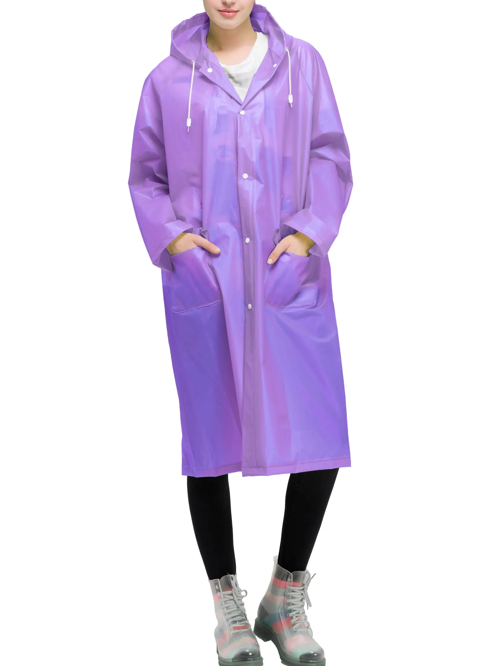 Besshopie, poncho impermeabile in etilene vinil acetato, riutilizzabile, unisex, lungo e trasparente, Donna, Raissa metallizzate, Large - immagine 1