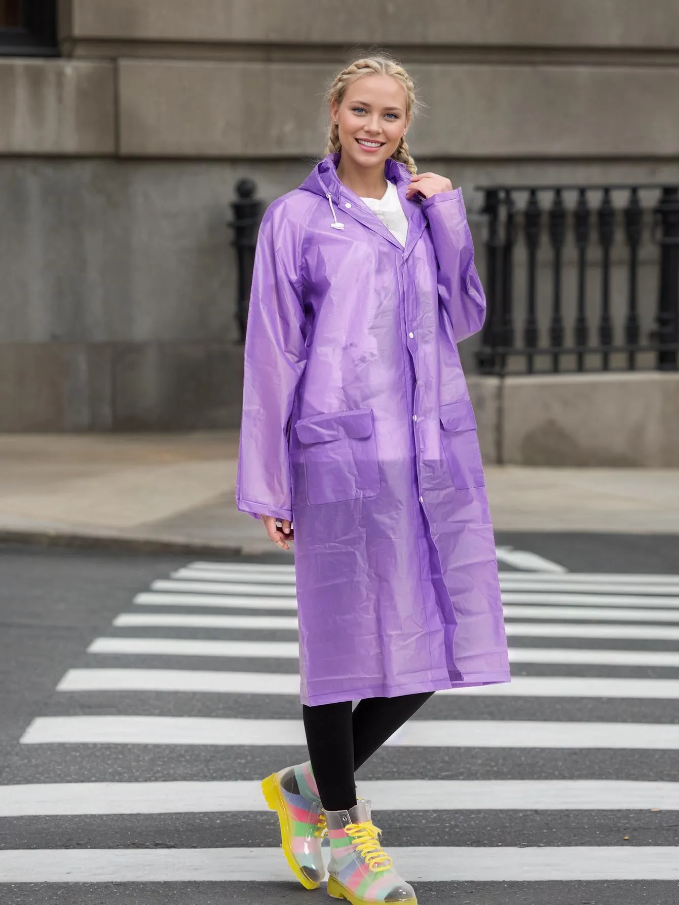 Besshopie, poncho impermeabile in etilene vinil acetato, riutilizzabile, unisex, lungo e trasparente, Donna, Raissa metallizzate, Large - immagine 2