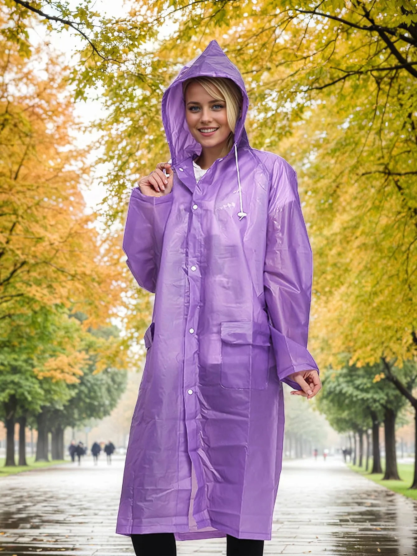 Besshopie, poncho impermeabile in etilene vinil acetato, riutilizzabile, unisex, lungo e trasparente, Donna, Raissa metallizzate, Large - immagine 3