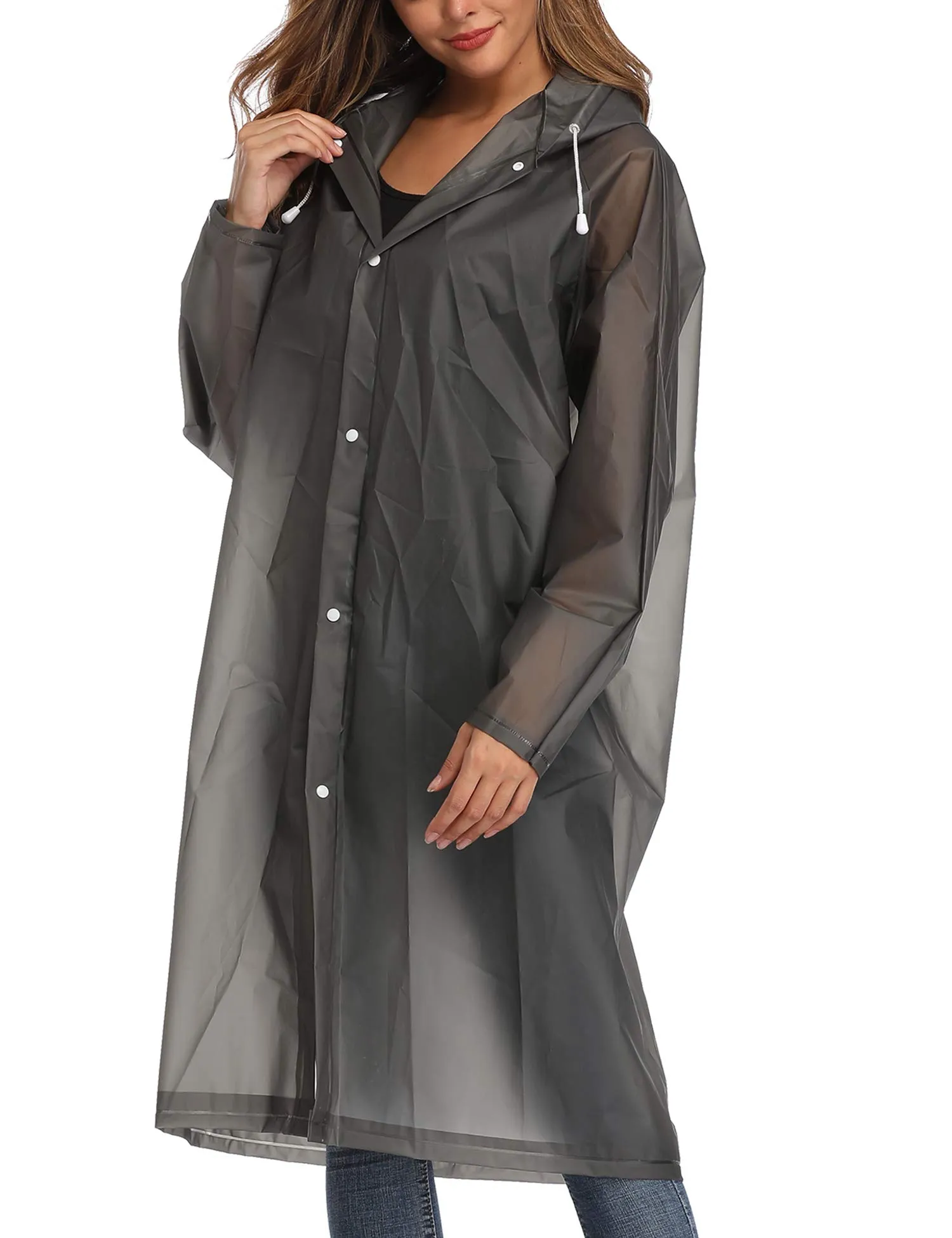 Besshopie Poncho Impermeabile in etilene vinil Acetato Riutilizzabile Unisex Lungo e Trasparente Donna XLarge - immagine 2