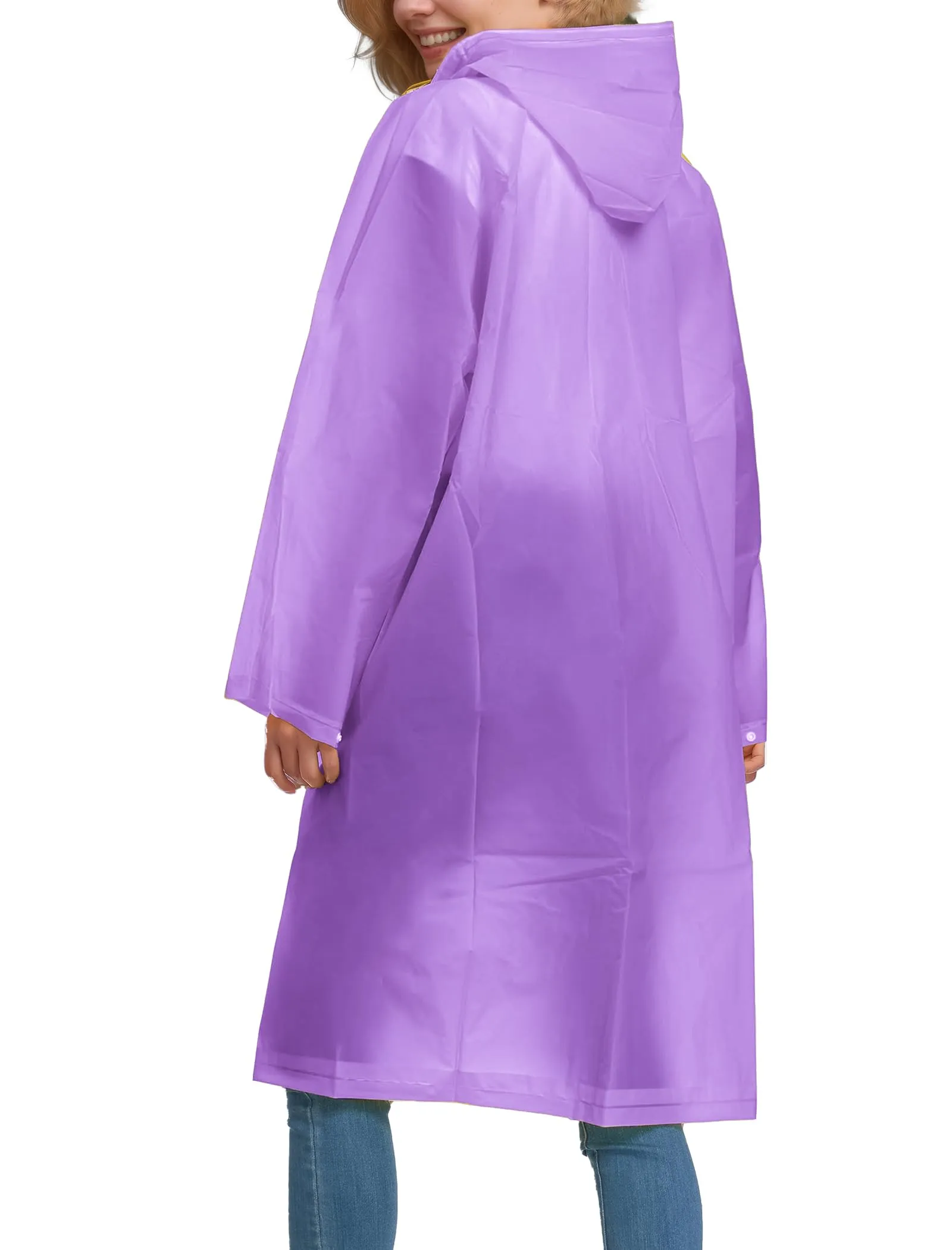 Besshopie, poncho impermeabile in etilene vinil acetato, riutilizzabile, unisex, lungo e trasparente, Donna, Raissa metallizzate, X-Large - immagine 5