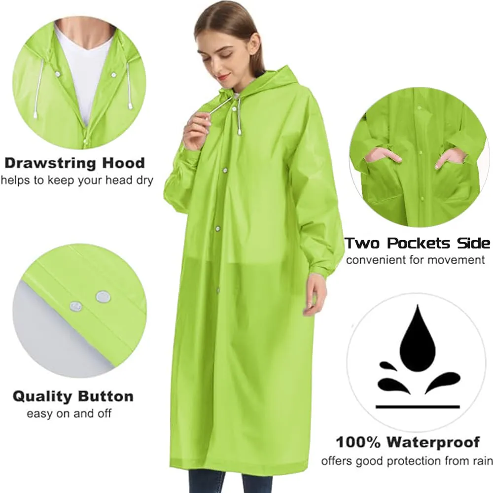 Besshopie, poncho impermeabile in etilene vinil acetato, riutilizzabile, unisex, lungo e trasparente, Donna, Lyndee, Large - immagine 3