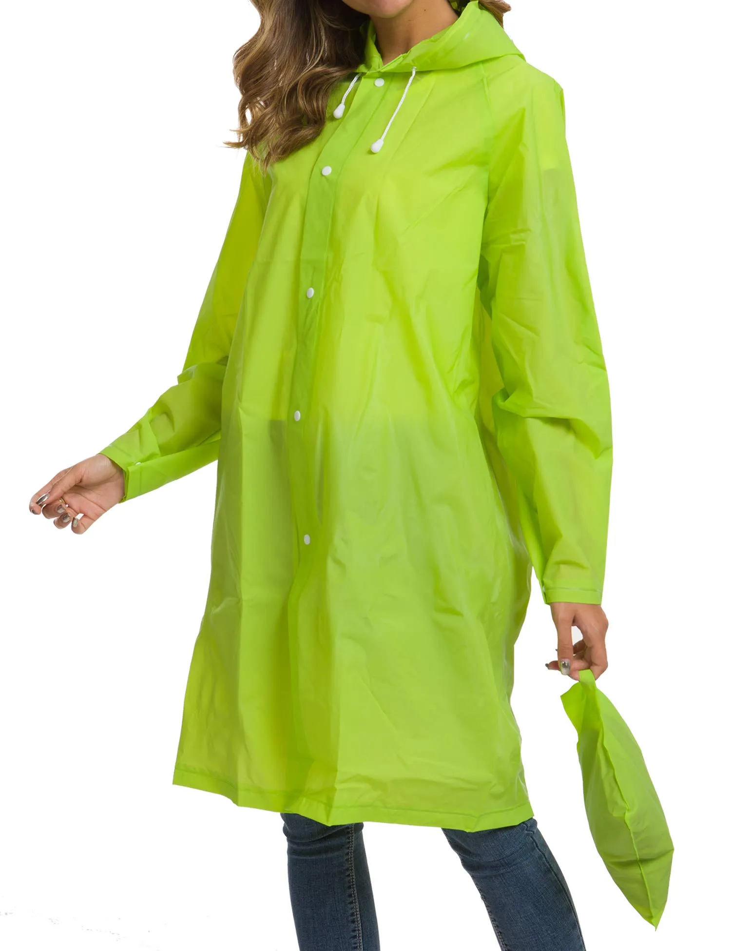Besshopie, poncho impermeabile in etilene vinil acetato, riutilizzabile, unisex, lungo e trasparente, Donna, Lyndee, Large - immagine 4