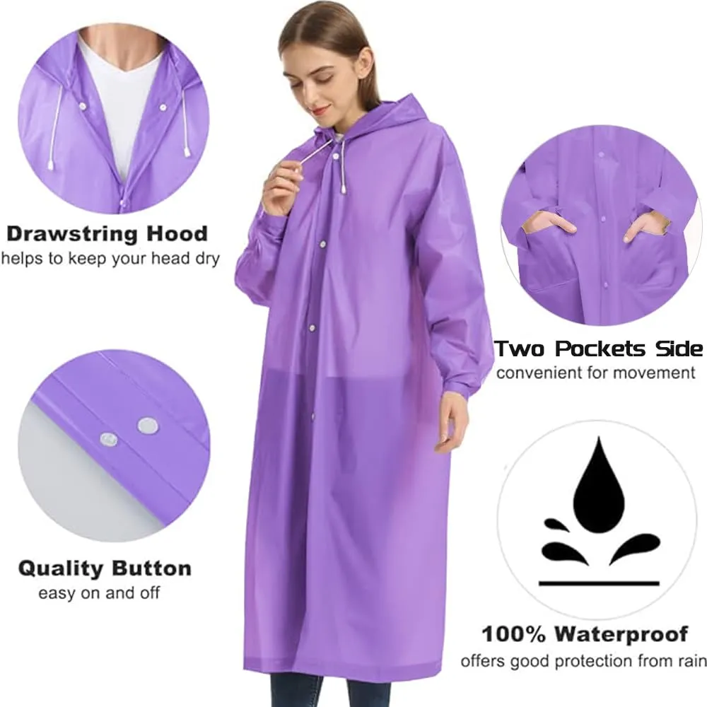 Besshopie Giacca impermeabile viola da donna, unisex, per bambini, in EVA trasparente, per costume viola, M - immagine 4