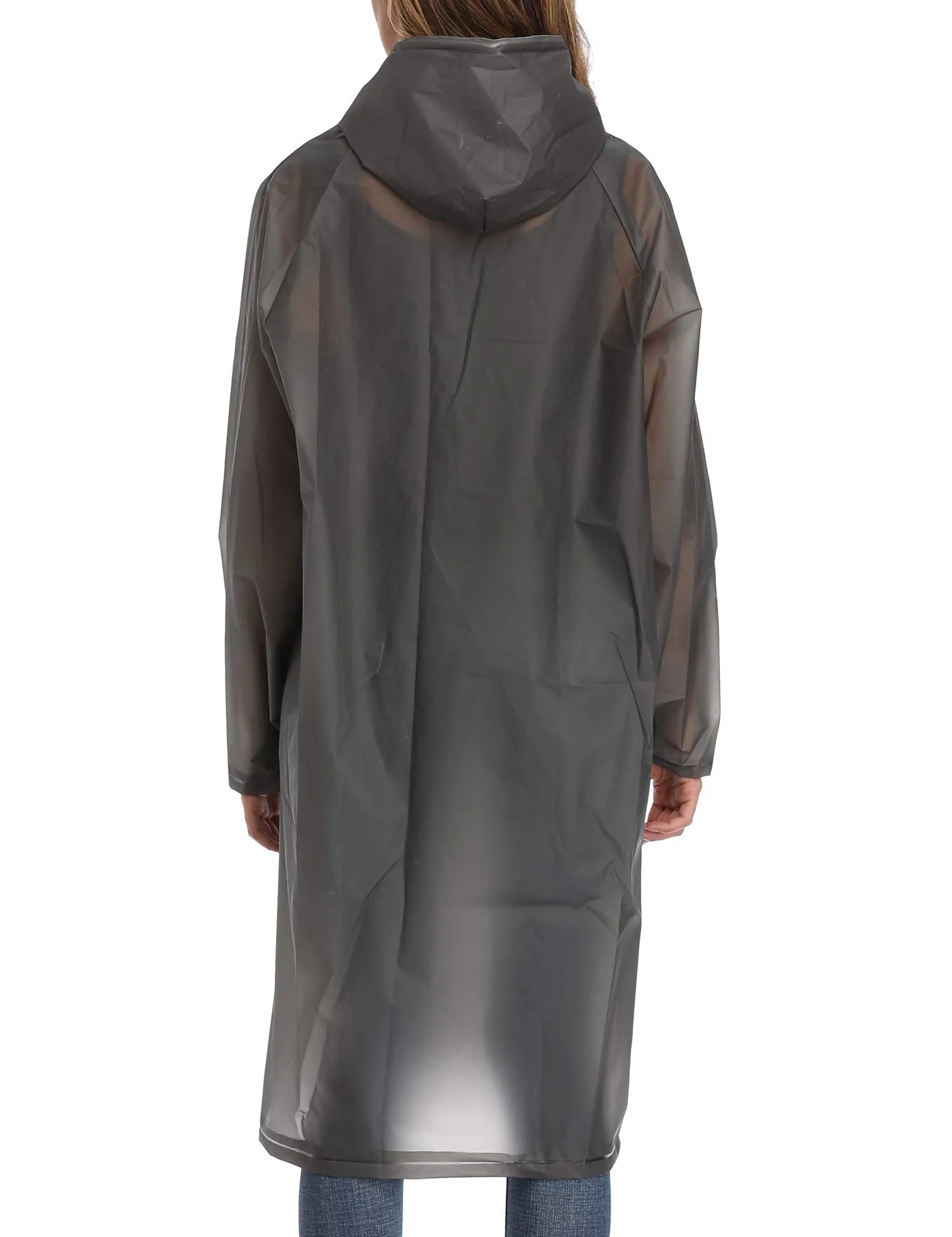 Besshopie EVA impermeabile impermeabile pioggia poncho riutilizzabile unisex uomo donna lungo chiaro pioggia usura, nero, Medium - immagine 5