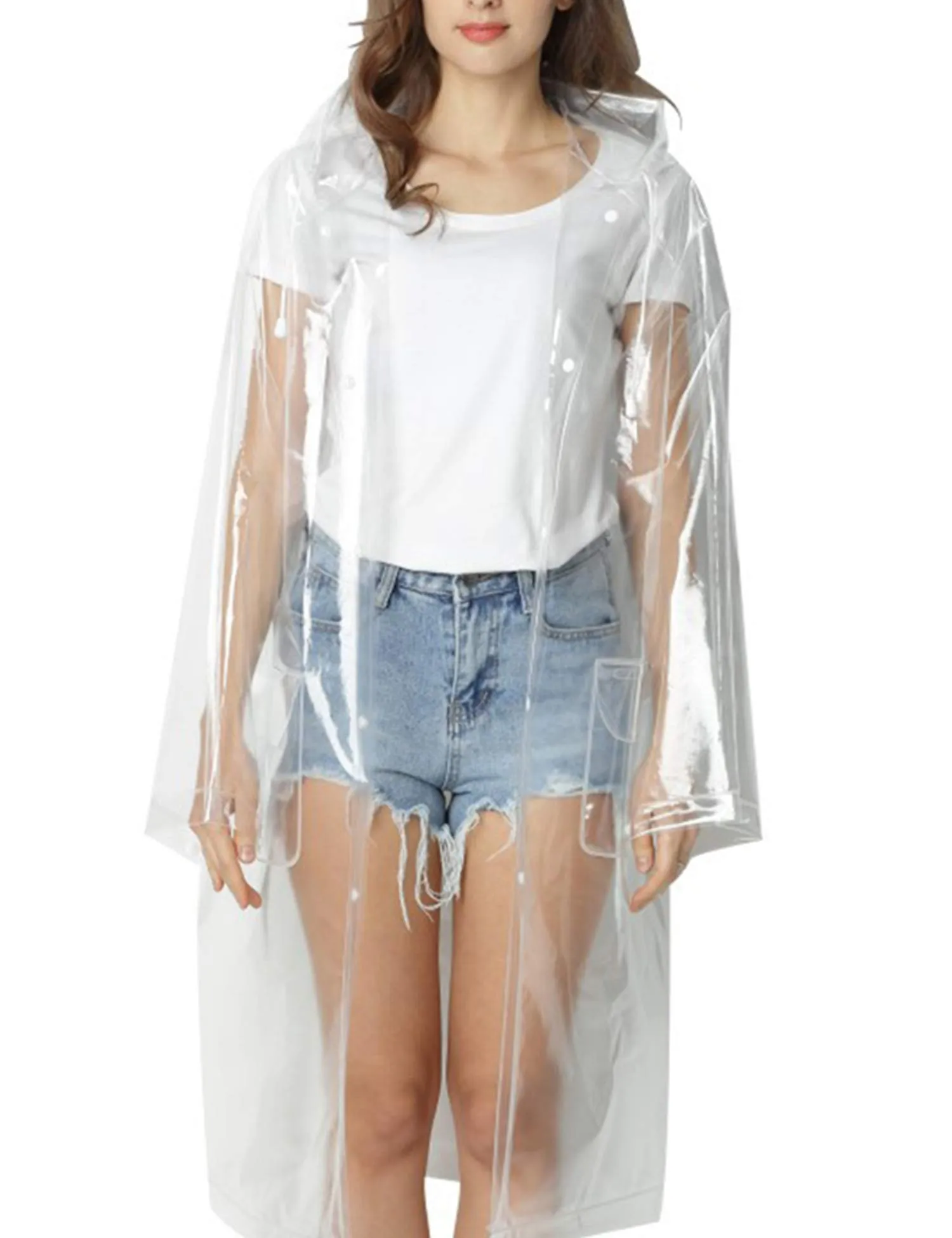 Besshopie Impermeabile Impermeabile Impermeabile Impermeabile Pioggia Poncho Riutilizzabile Unisex Uomini Donne Lungo Chiaro Pioggia Indossare, Donna, Trasparente., X-Large - immagine 1