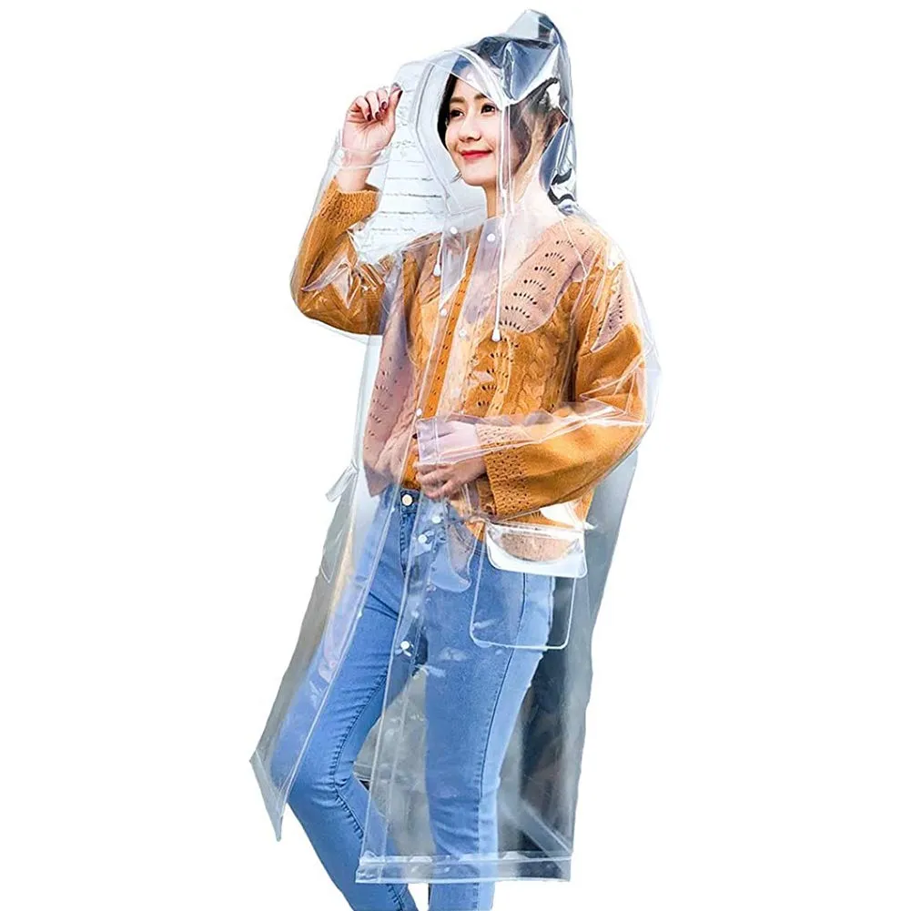 Besshopie Impermeabile Impermeabile Impermeabile Impermeabile Pioggia Poncho Riutilizzabile Unisex Uomini Donne Lungo Chiaro Pioggia Indossare, Donna, Trasparente., Medium - immagine 3