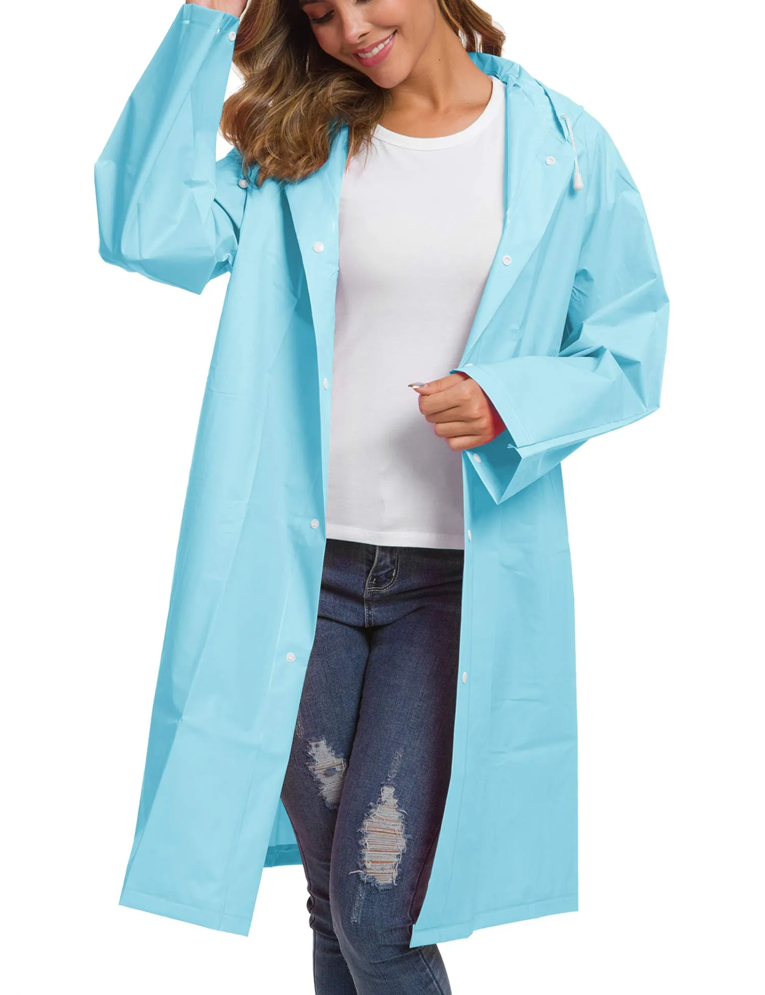 Impermeabile portatile impermeabile, poncho impermeabile per unisex, perfetto per escursioni, Disneyland o campeggio blu M - immagine 1
