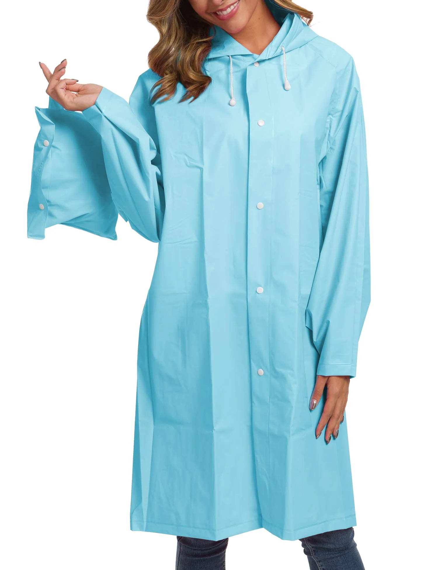 Impermeabile Pulsante Pioggia Poncho Monouso Impermeabile Giacche Blu L - immagine 4