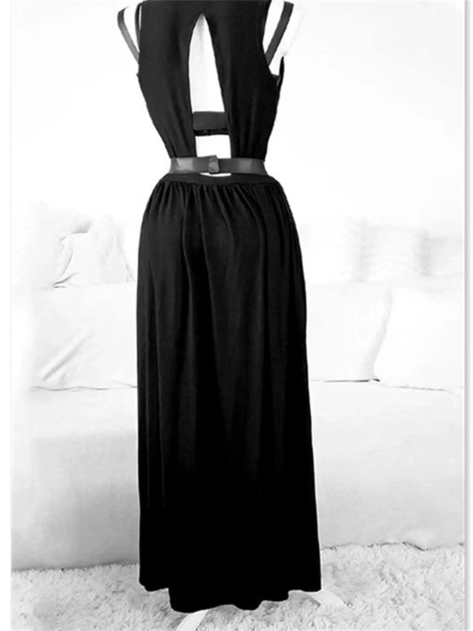 MENGQING Set di gonna estiva sexy da donna, senza maniche, con corsetto nero corto, mutandine, mutandine, gonna divisa, 3 pezzi, nero, 5XL - immagine 2