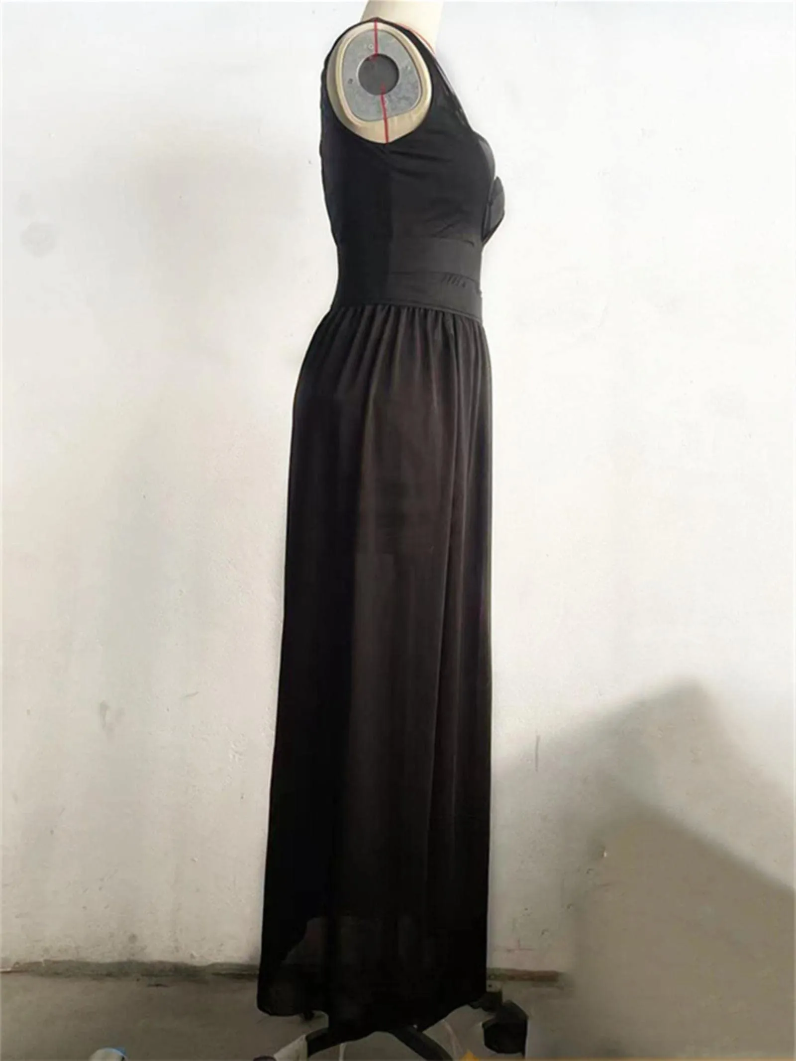 MENGQING Gonna estiva sexy retrò gotico club sexy da donna senza maniche corsetto nero crop top benda mutande gonna divisa in rete 3 pezzi set-nero, 4XL - immagine 4