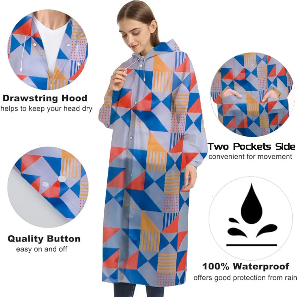 Besshopie EVA Impermeabile Donna A Righe Foderato Con Cappuccio Leggero Impermeabile Outdoor Impermeabile Giacca A Vento Romboide L - immagine 4
