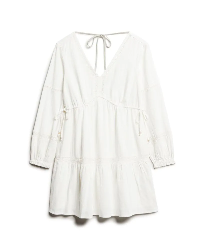 Superdry Mini abito da donna Ibiza a maniche lunghe, bianco, 46 - immagine 8