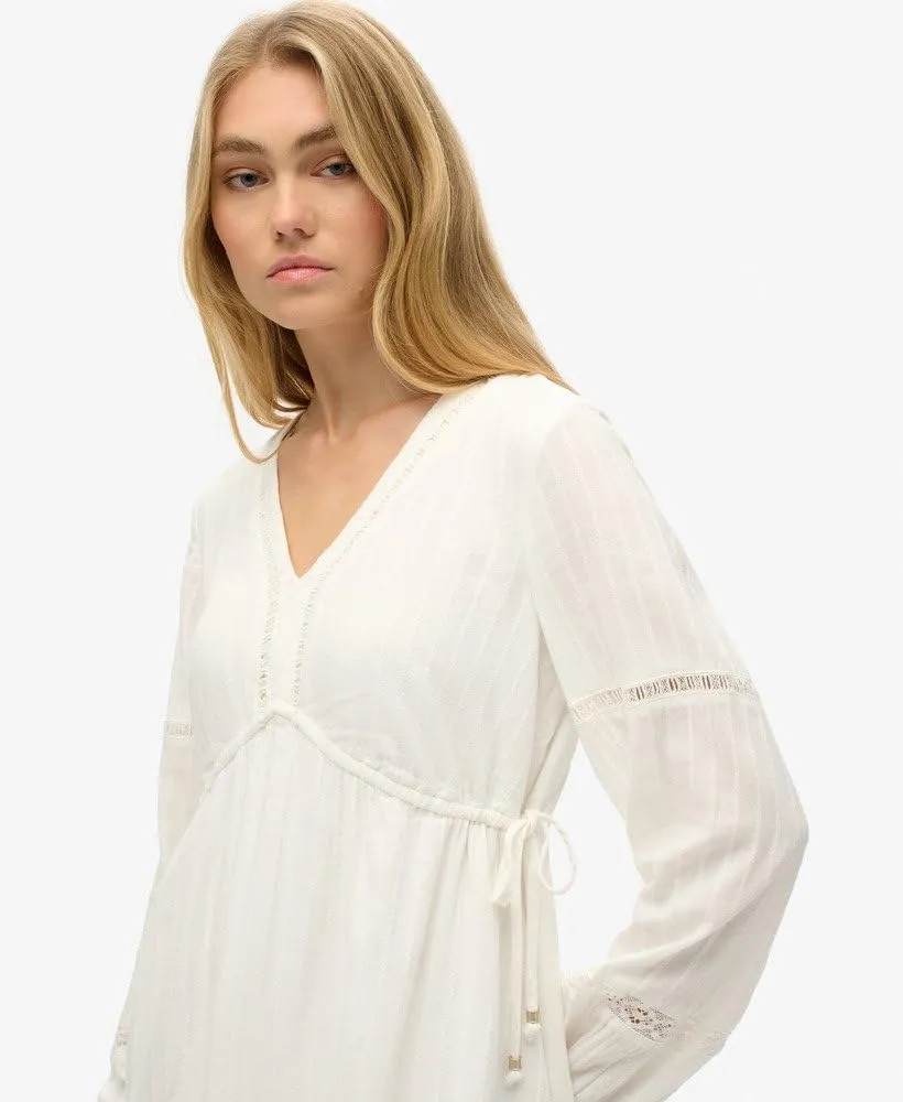 Superdry Mini abito da donna Ibiza a maniche lunghe, bianco, 44 - immagine 5
