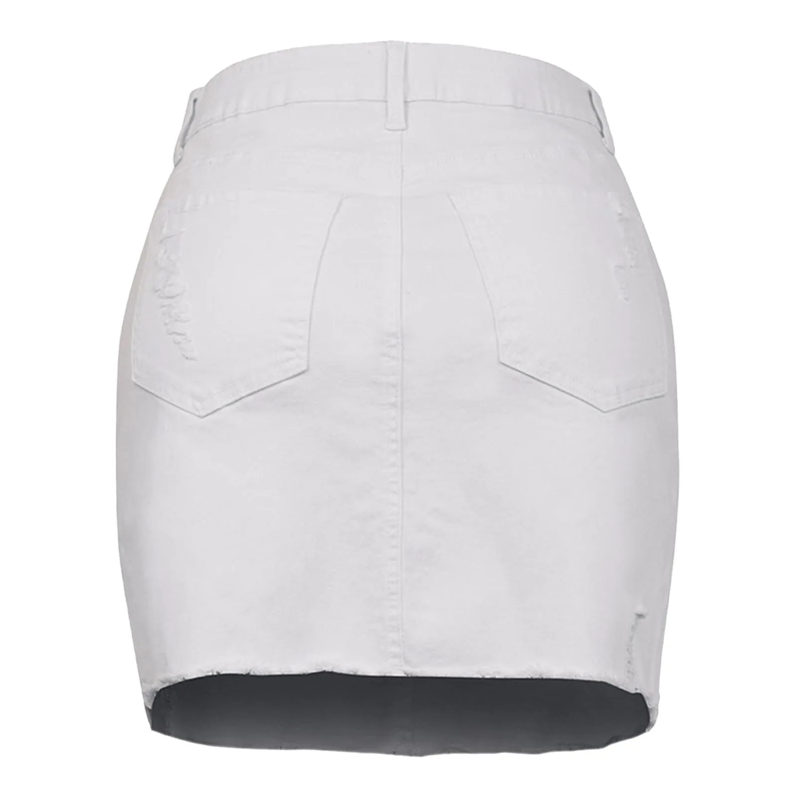 Duohropke Gonna da donna in denim, Y2K, a vita alta, linea ad A, minigonna sfilacciata, vintage, gonna estiva, bianco, S - immagine 5
