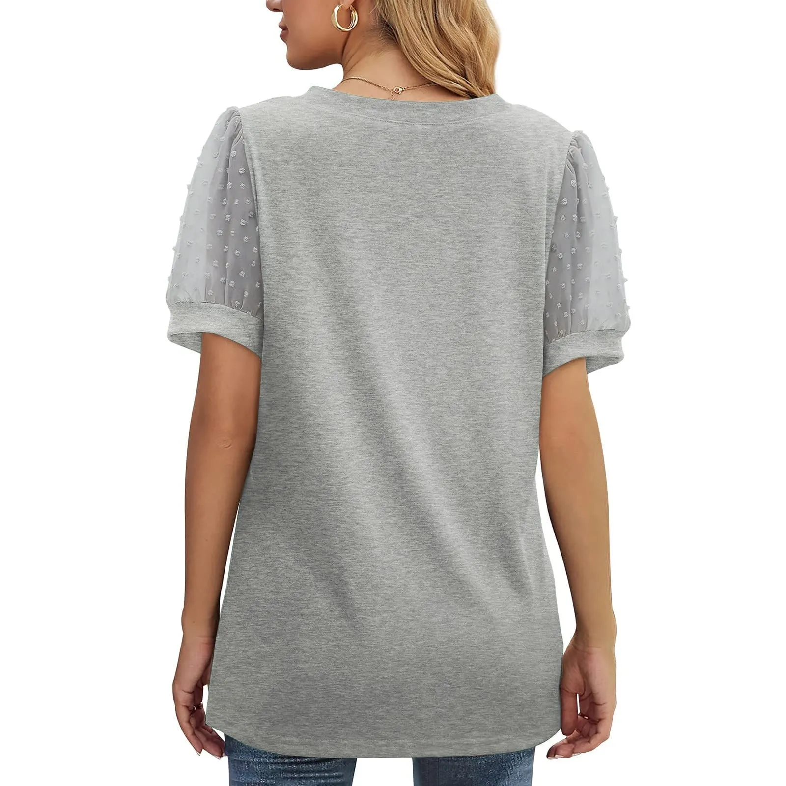 Uwdiohq Offerte Day Prime 11 12 Luglio Top A Maniche Corte in Chiffon con Scollo A V in Tinta Unita Casual da Donna Giacca Estetista Sciolto Casual My Orders - immagine 7