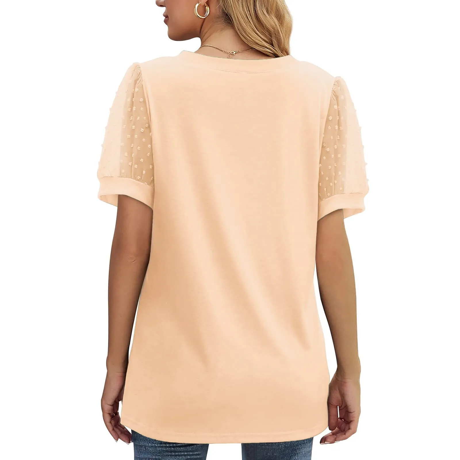 Uwdiohq Early Prime Big Deal Top A Maniche Corte in Chiffon con Scollo A V in Tinta Unita Casual da Donna Giacca Estetista Sciolto Casual Abbigliamento Donna Offerte - immagine 4