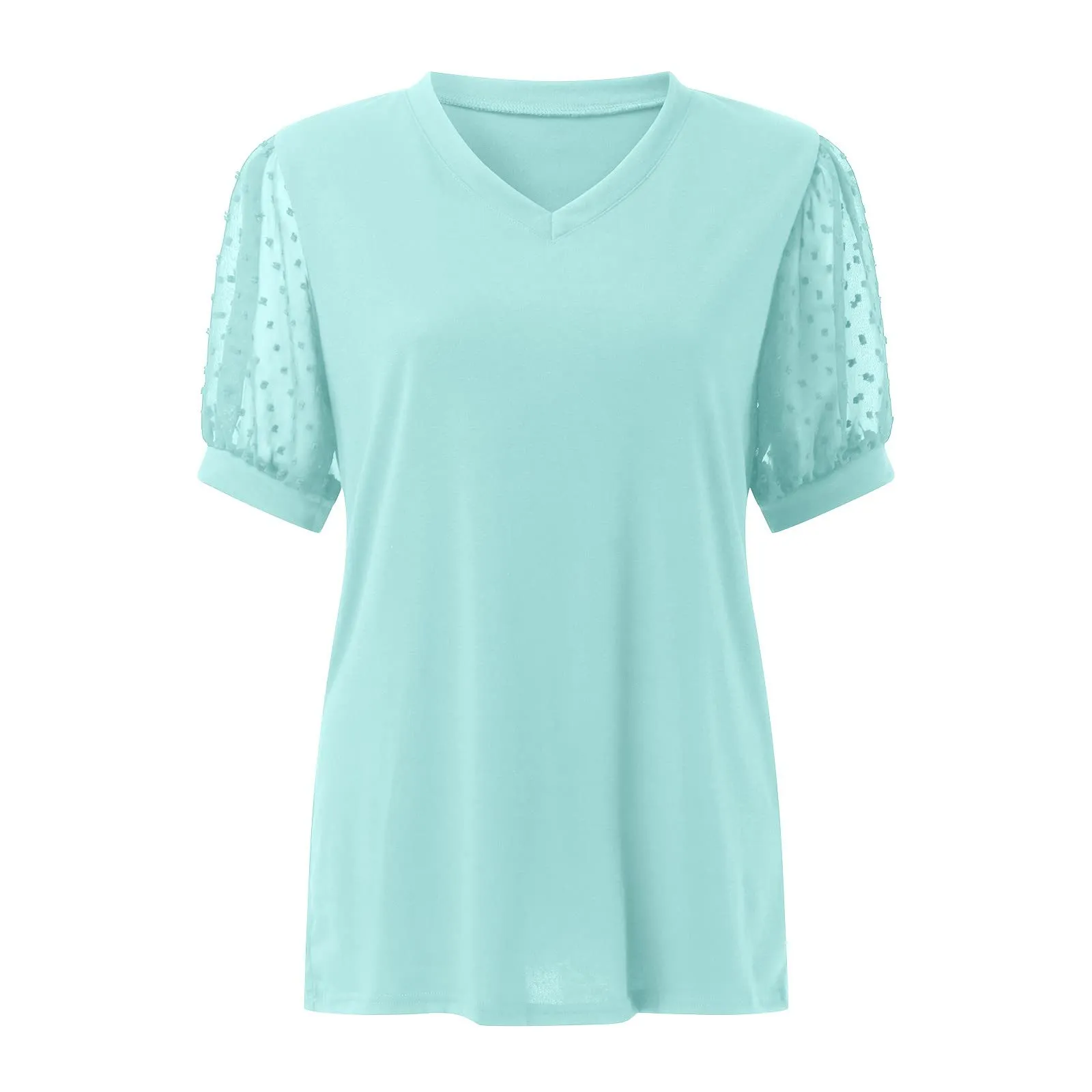 Uwdiohq Offerte Outlet Top A Maniche Corte in Chiffon con Scollo A V in Tinta Unita Casual da Donna Giacca Estetista Sciolto Casual T Shirt Offerta Donna - immagine 3