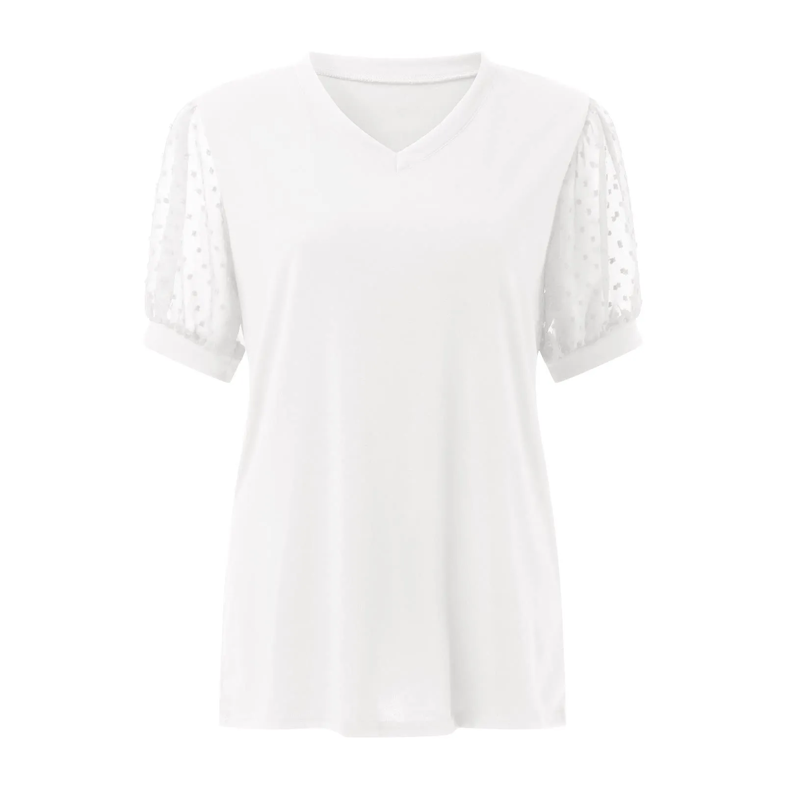 Uwdiohq Same Day Delivery Items Prime Top A Maniche Corte in Chiffon con Scollo A V in Tinta Unita Casual da Donna Giacca Estetista Sciolto Casual Warehouse Clearance - immagine 3