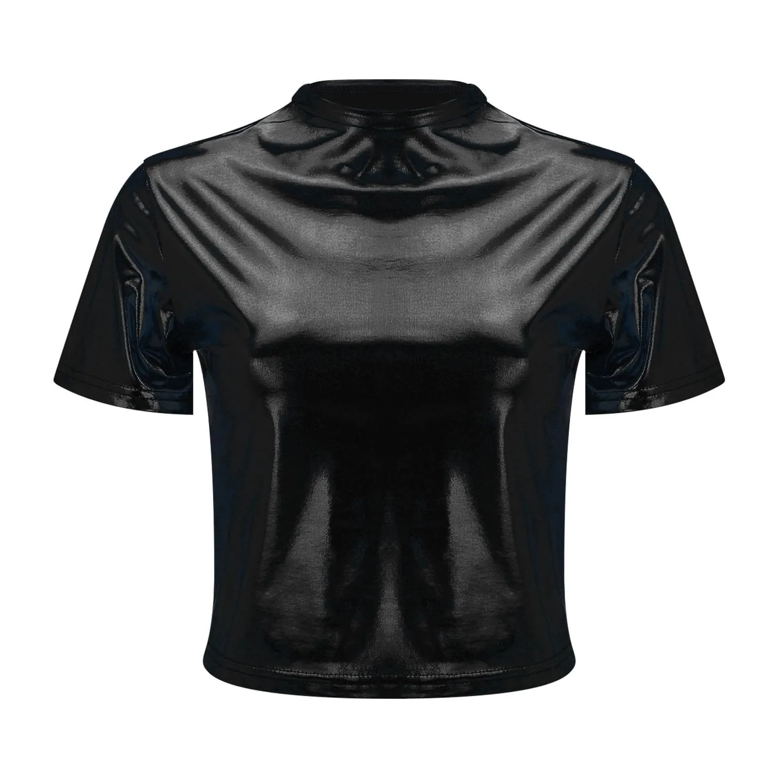 Uwdiohq Deals of The Day T-Shirt da Donna a Maniche Corte con Scollo Tondo Metallizzato Lucido Riflettente Tinta Unita Maglie Termiche Estive Maglietta Gialla Maniche Corte T-Shirt D Open Box Deals - immagine 4