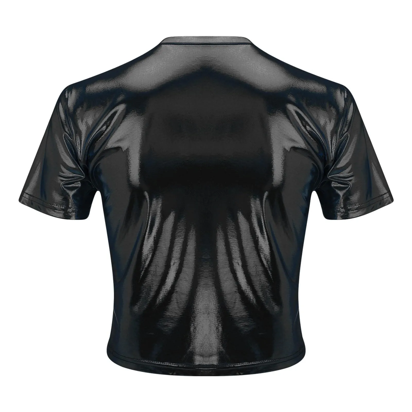 Uwdiohq Offerte Saldi T-Shirt da Donna a Maniche Corte con Scollo Tondo Metallizzato Lucido Riflettente Tinta Unita Maglie Termiche Estive Maglietta Gialla Maniche Corte T-Shirt Tiktok Trend Items - immagine 5
