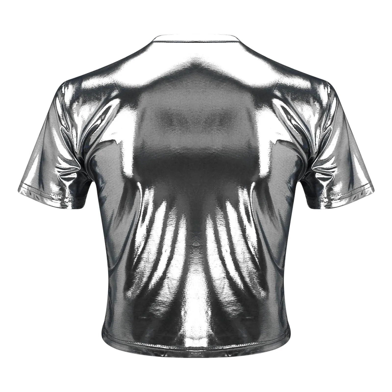 Uwdiohq Deals of The Day T-Shirt da Donna a Maniche Corte con Scollo Tondo Metallizzato Lucido Riflettente Tinta Unita Maglie Termiche Estive Maglietta Gialla Maniche Corte T- I Miei Ordini Offerta - immagine 3