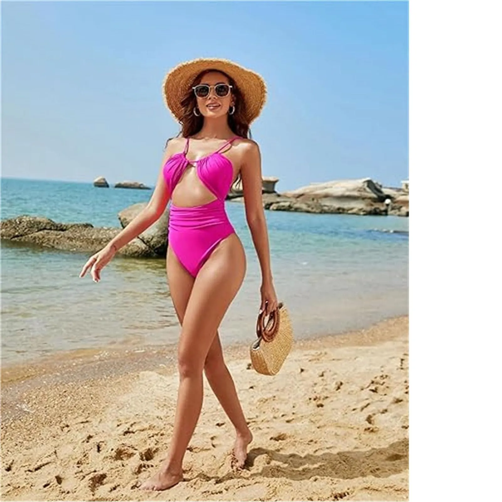 Vimlo Costume da Bagno Intero con Controllo della Pancia ritagliato Rorcie, Costume da Bagno Intero Rorcie Costume da Bagno Sexy for Donna 2024(Dark Blue,L) - immagine 7