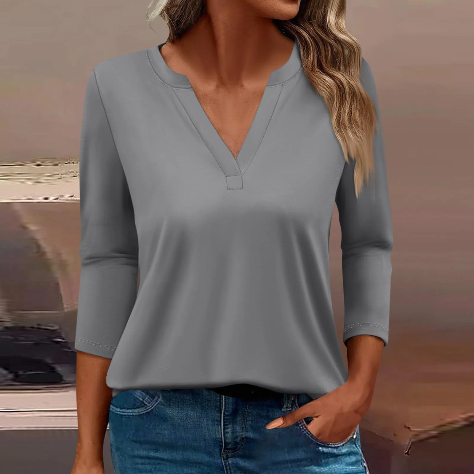 SCBFDI Today 2024, Camicia Donna Manica 3/4 Nera Maglia Donna Manica 3/4 Camicie Estive Donna Top Cotone Maglietta Bianca Donna Manica Lunga Camicia Leopardata Donna Maglietta A - immagine 2