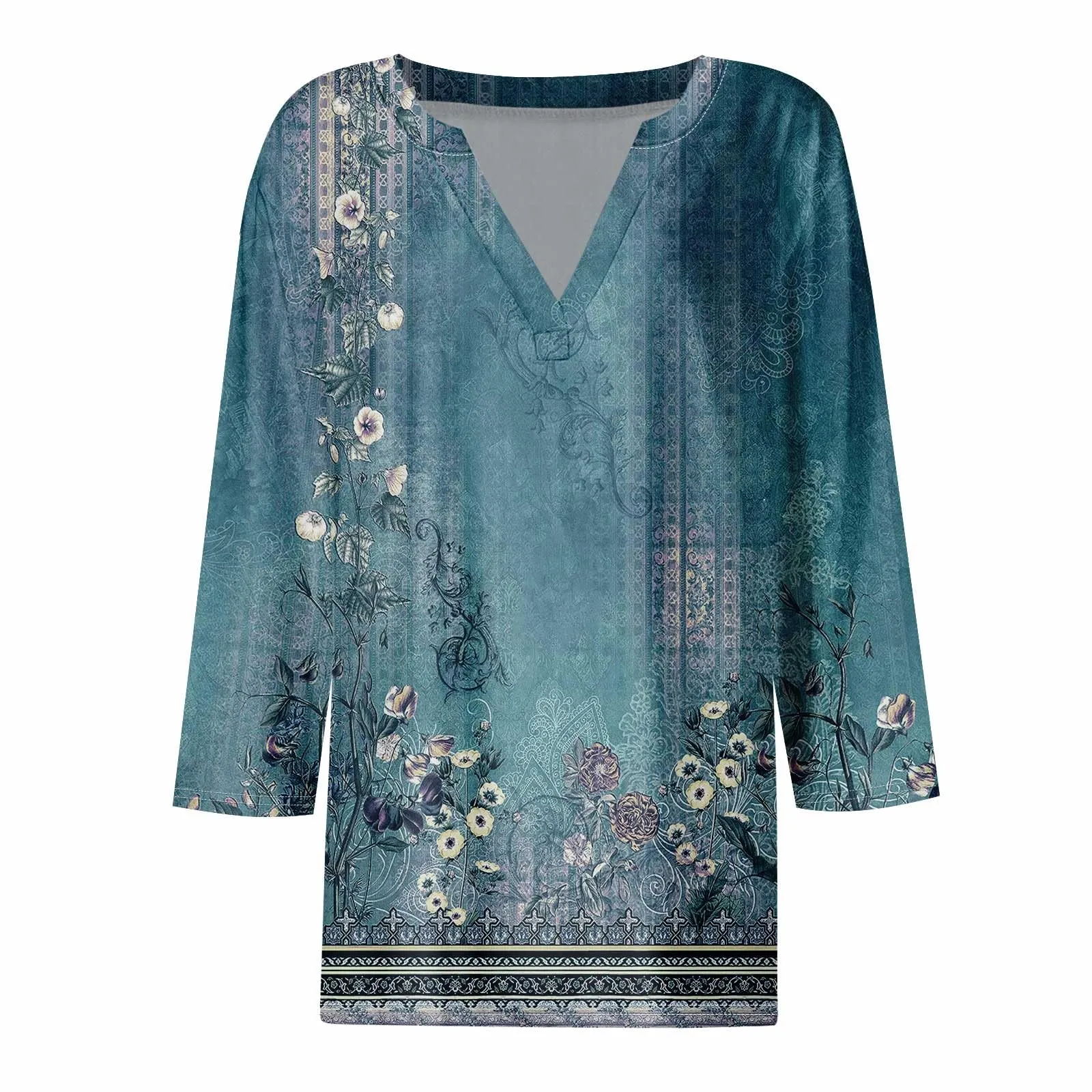 SCBFDI Today 2024, Camicia Donna Manica 3/4 Blu Maglia Manica 3/4 Donna Top Elegante per Cerimonia Camicia Nera Donna Maniche Tre Quarti Tunica Donna Manica Lunga Taglie Forti Maglie - immagine 3