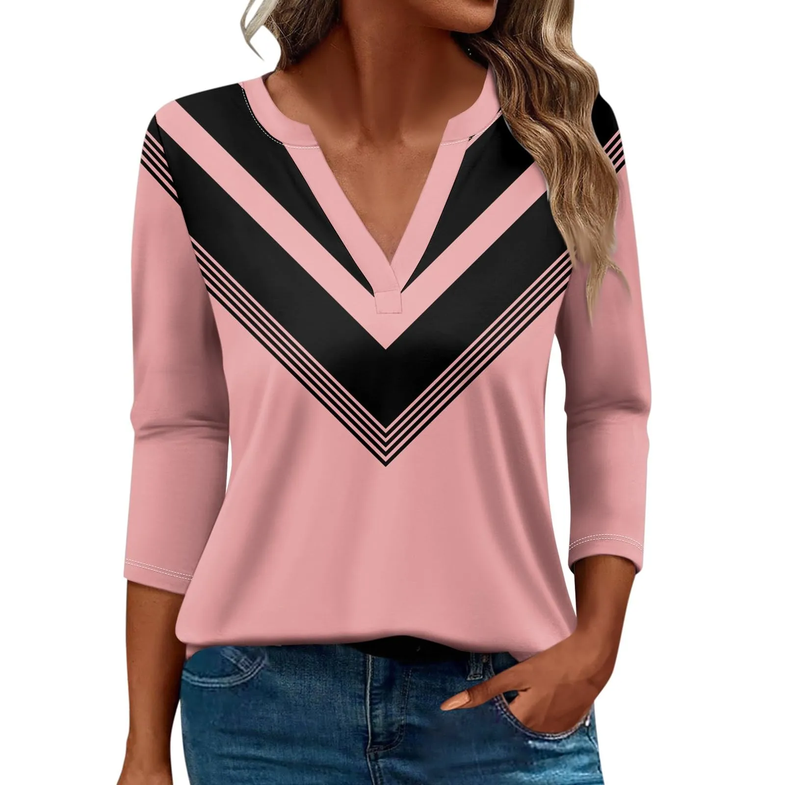 SCBFDI Today 2024, Camicia Donna Manica 3/4 Blu Camicia Donna Elegante Top Arancione Donna Camicia Blusa Donna T Shirt Bianca Cotone Donna Camicetta Donna Elegante Lunga Camicia - immagine 1