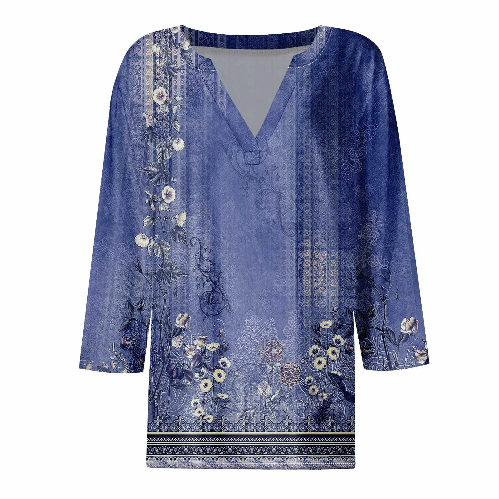 SCBFDI Today 2024, Maglia Manica 3/4 Donna Cotone Fitness Donna Abbigliamento 3/4 Maglie Donna Autunno Camicia Donna Estiva Bianca Blusa Donna Elegante Curvy Nera Maglietta Cotone - immagine 3
